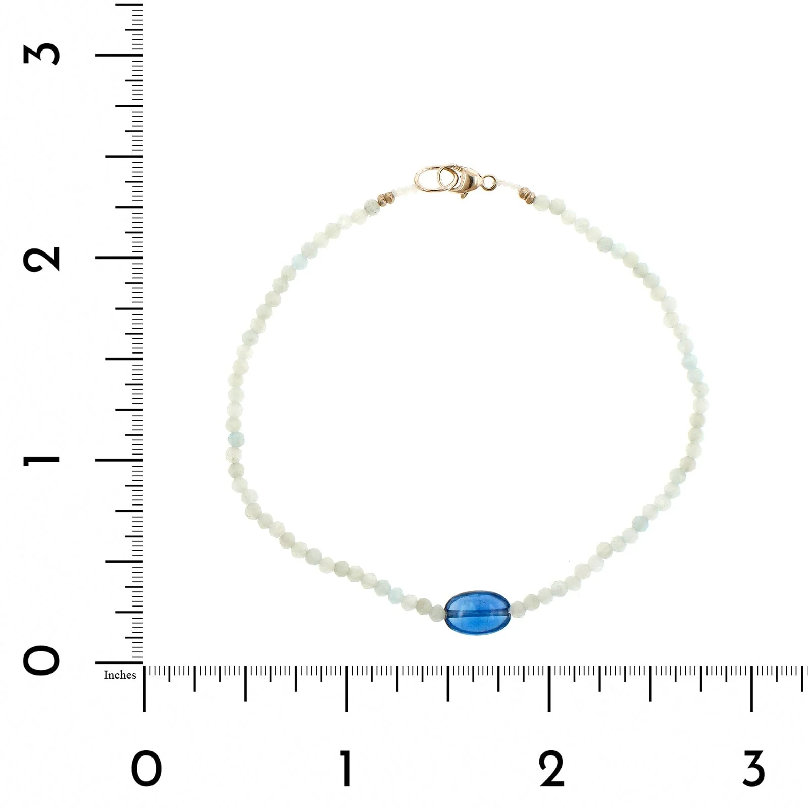 Sterling Silver Aquamarine & Kyanite Beaded Bracelet - Image 2