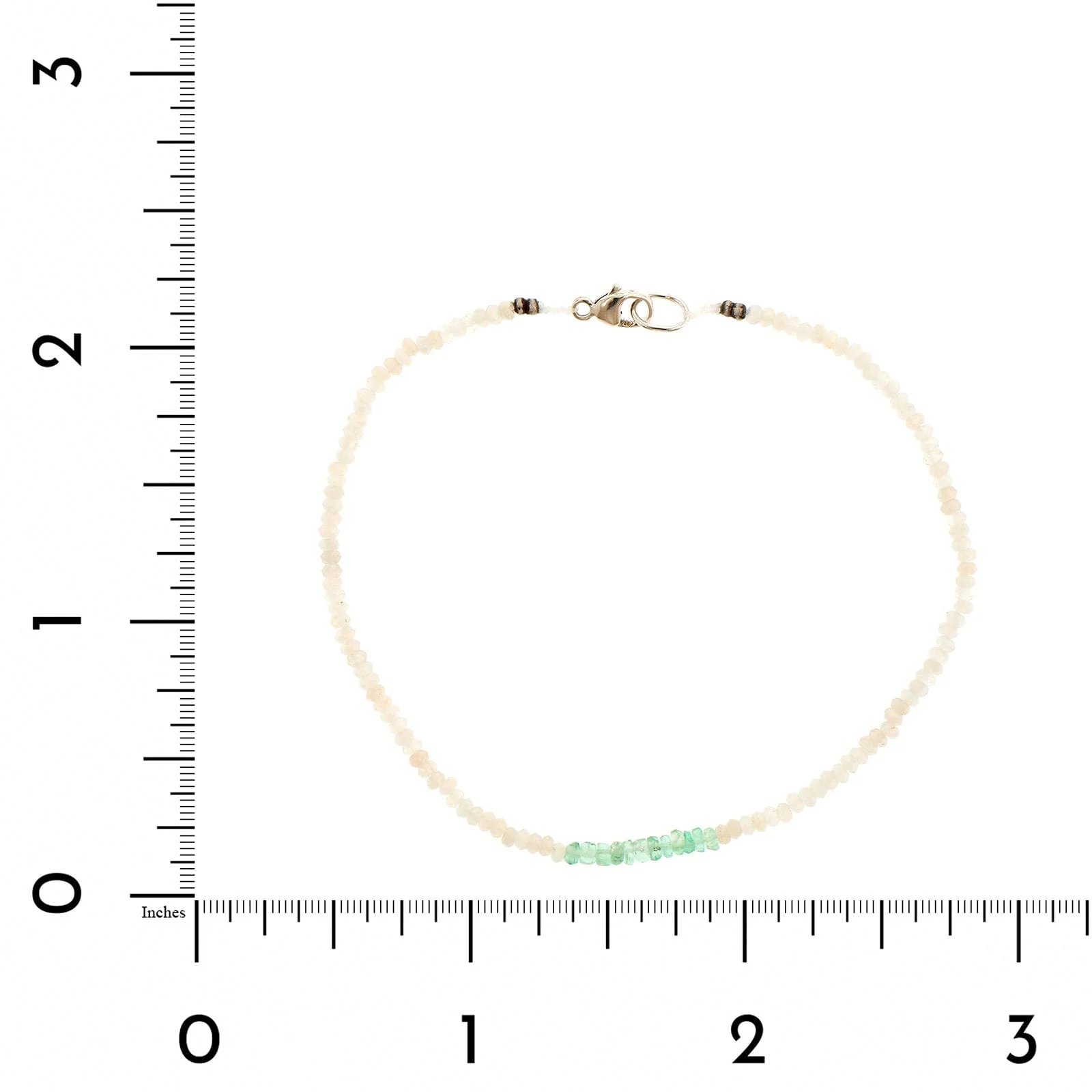 Sterling Silver Rainbow Moonstone & Emerald Beaded Bracelet - Image 2