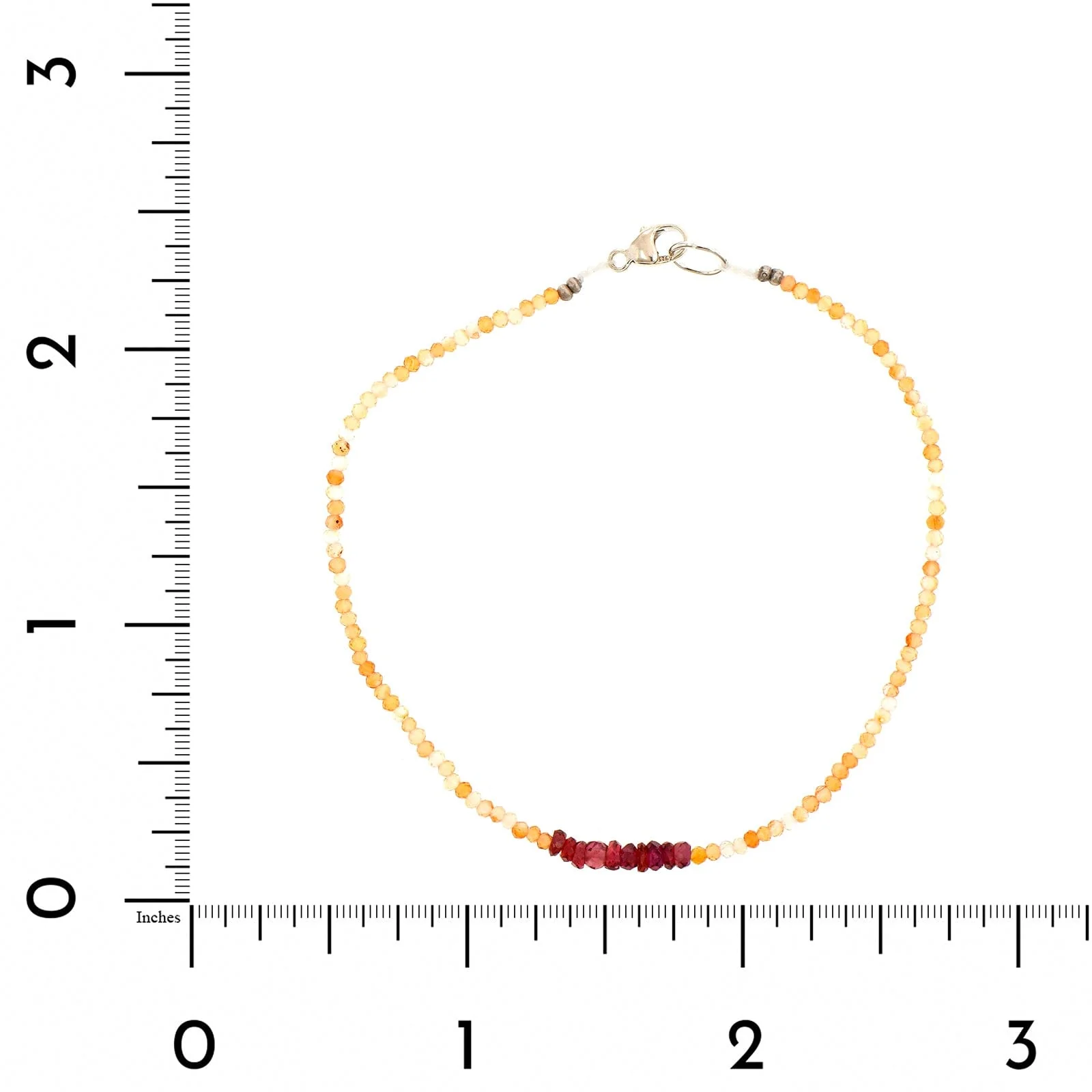 Sterling Silver Carnelian & Red Spinel Beaded Bracelet - Image 2
