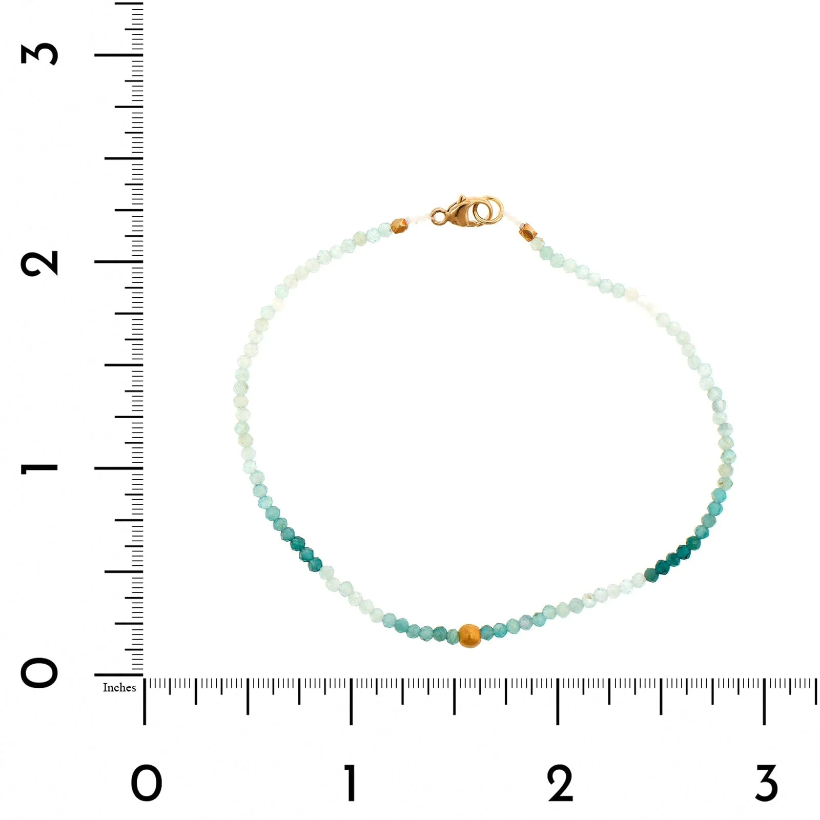 18K Yellow Gold Grandidierite Beaded Bracelet - Image 2