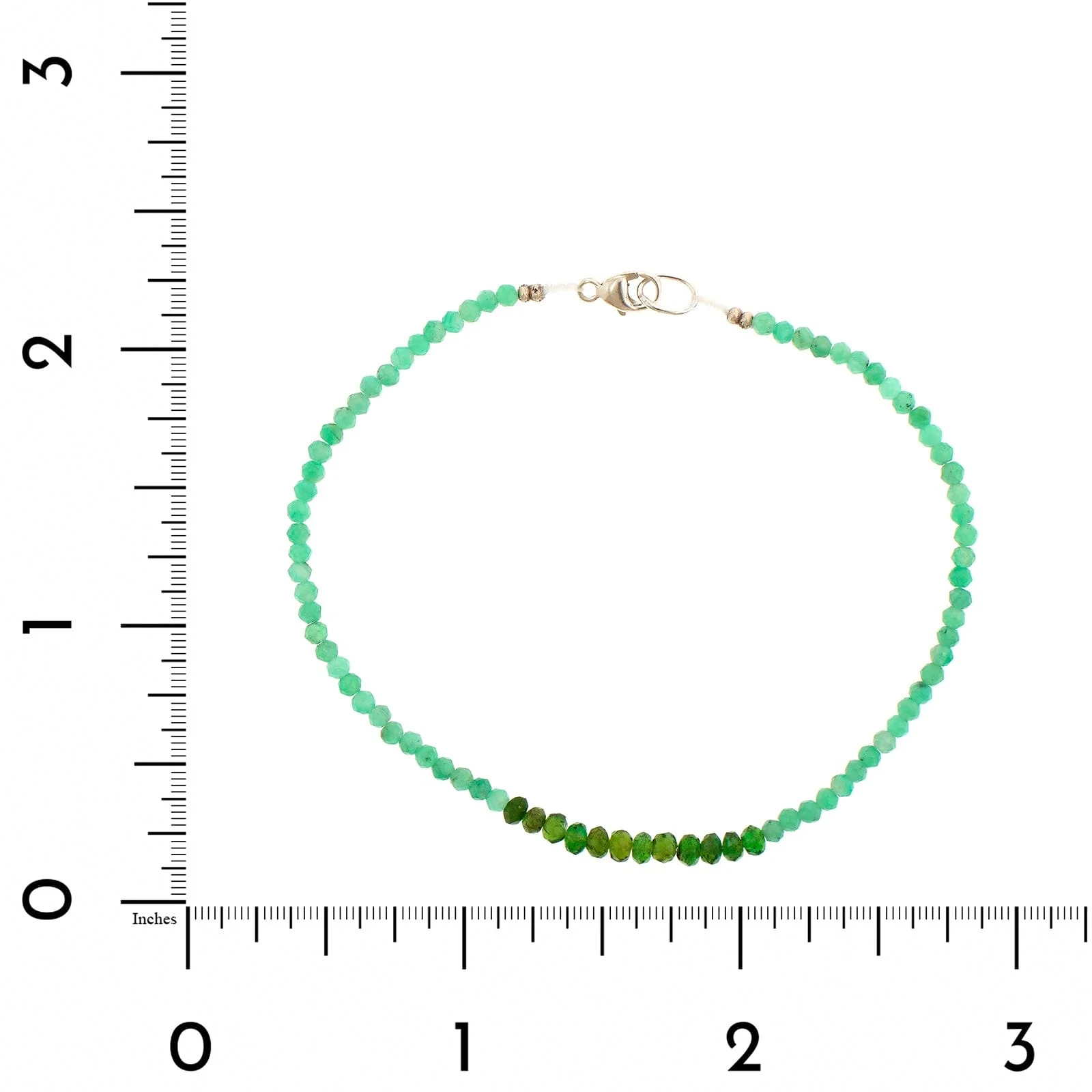 Sterling Silver Emerald and Green Tourmaline Beaded Bracelet - Image 2