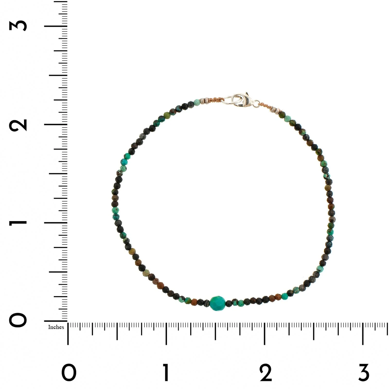 Sterling Silver Chrysocolla and Turquoise Beaded Bracelet - Image 2