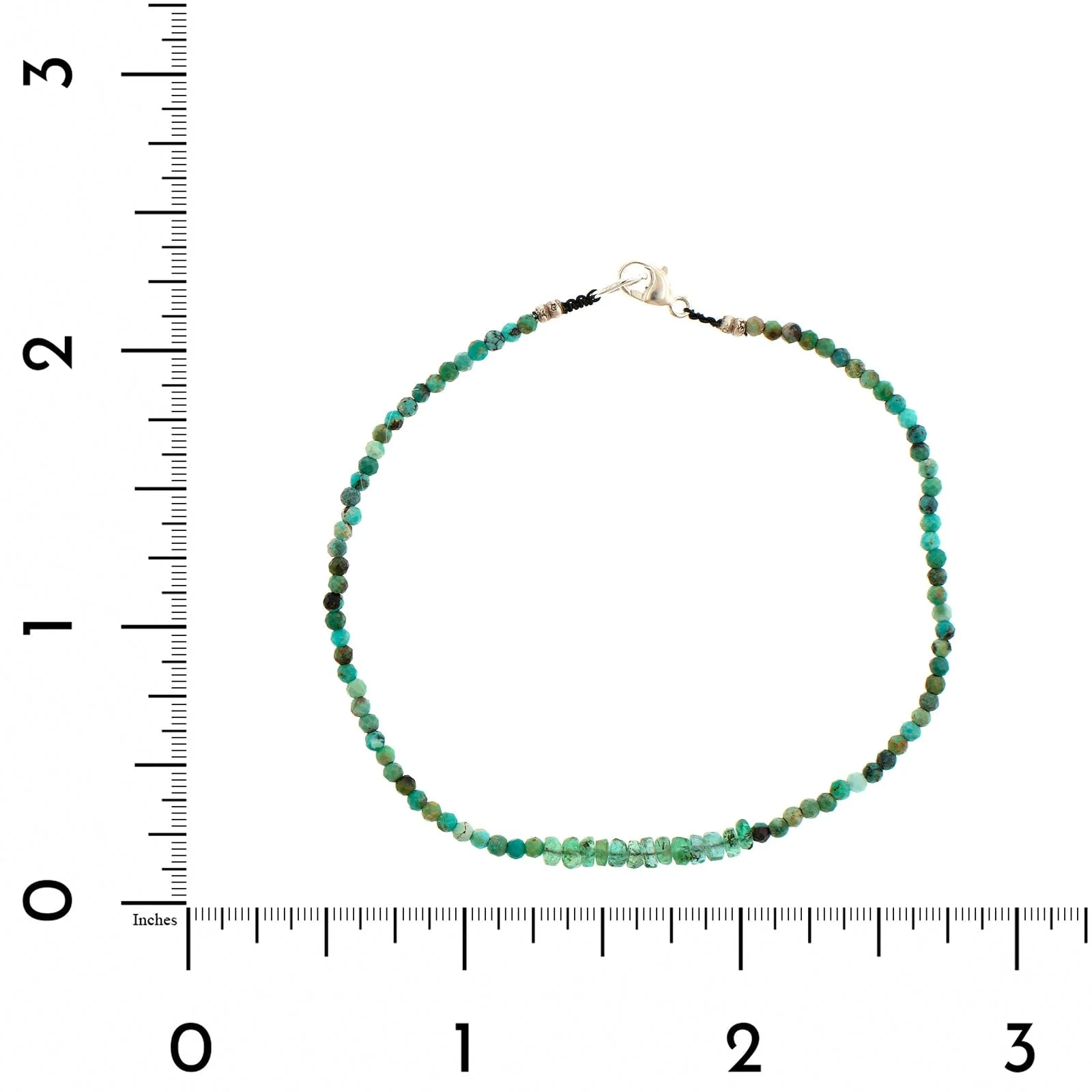 Sterling Silver Emerald and Turquoise Beaded Bracelet - Image 2