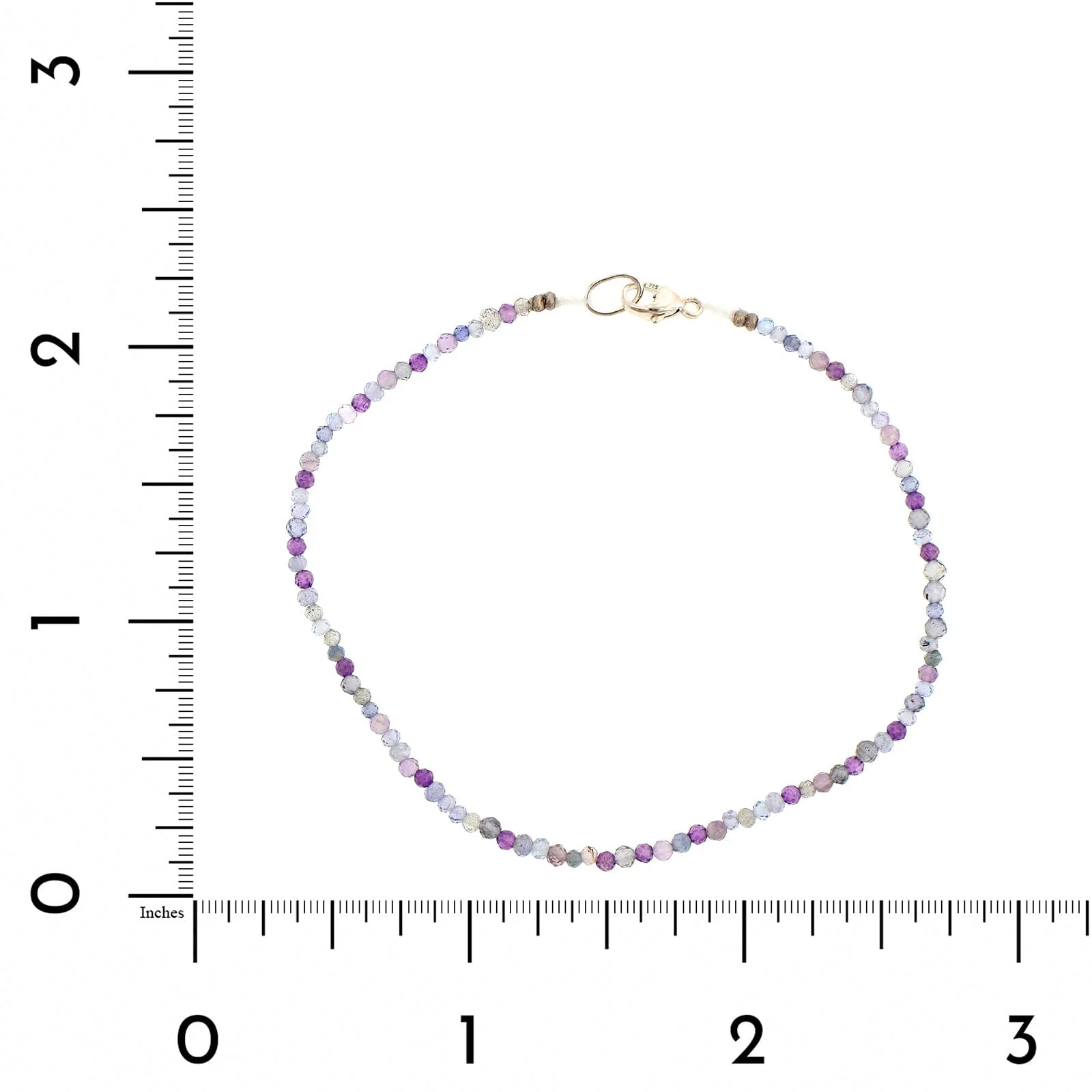 Sterling Silver Multi Gem Purple Beaded Bracelet - Image 2