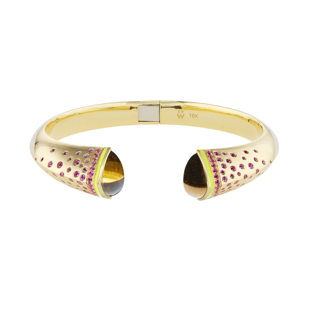 Emily P. Wheeler 18K Yellow Gold Pink Sapphire Medium Scatter Cuff Bracelet - Image 2