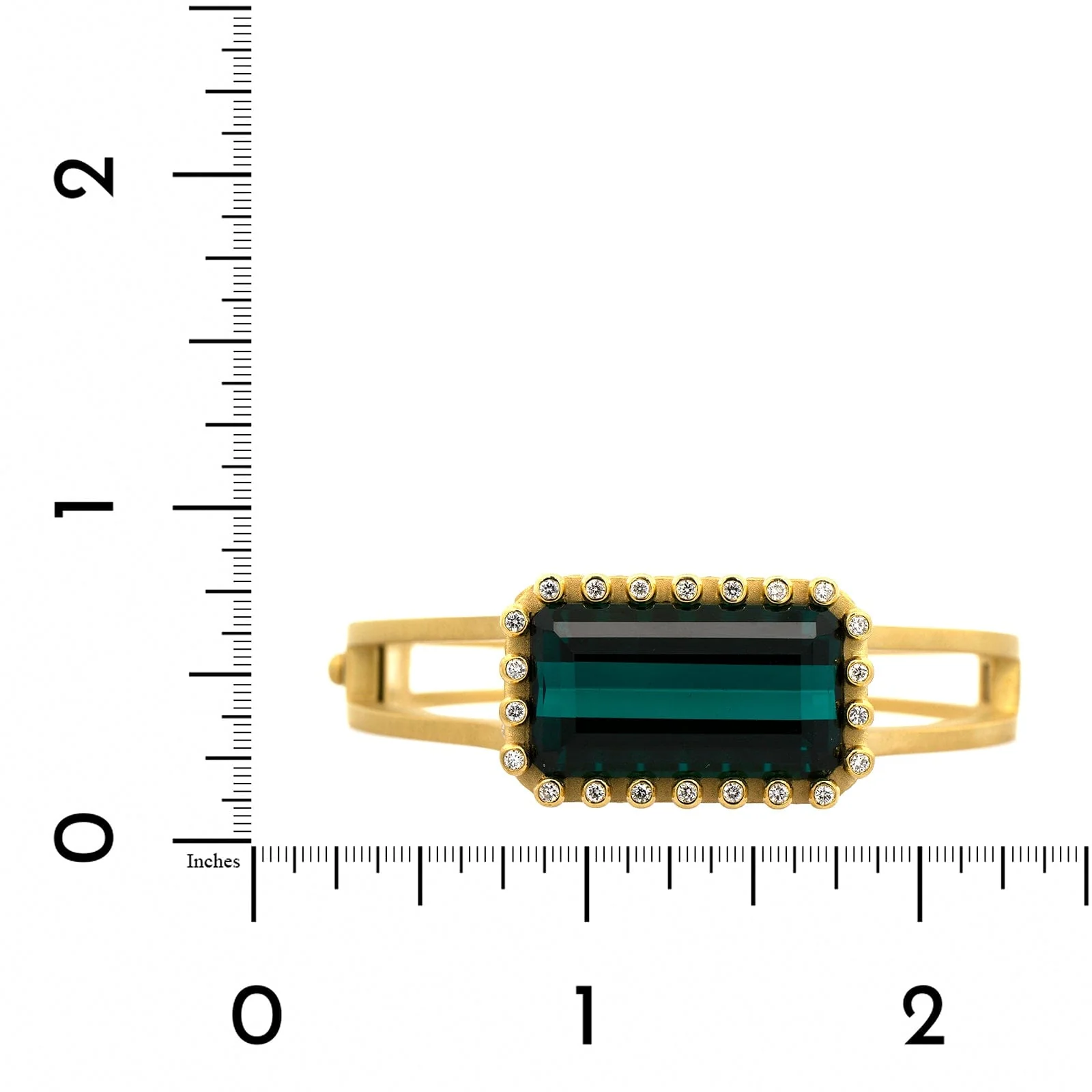 Suzy Landa 18K Yellow Gold Tourmaline and Diamond Hinged Bracelet - Image 3