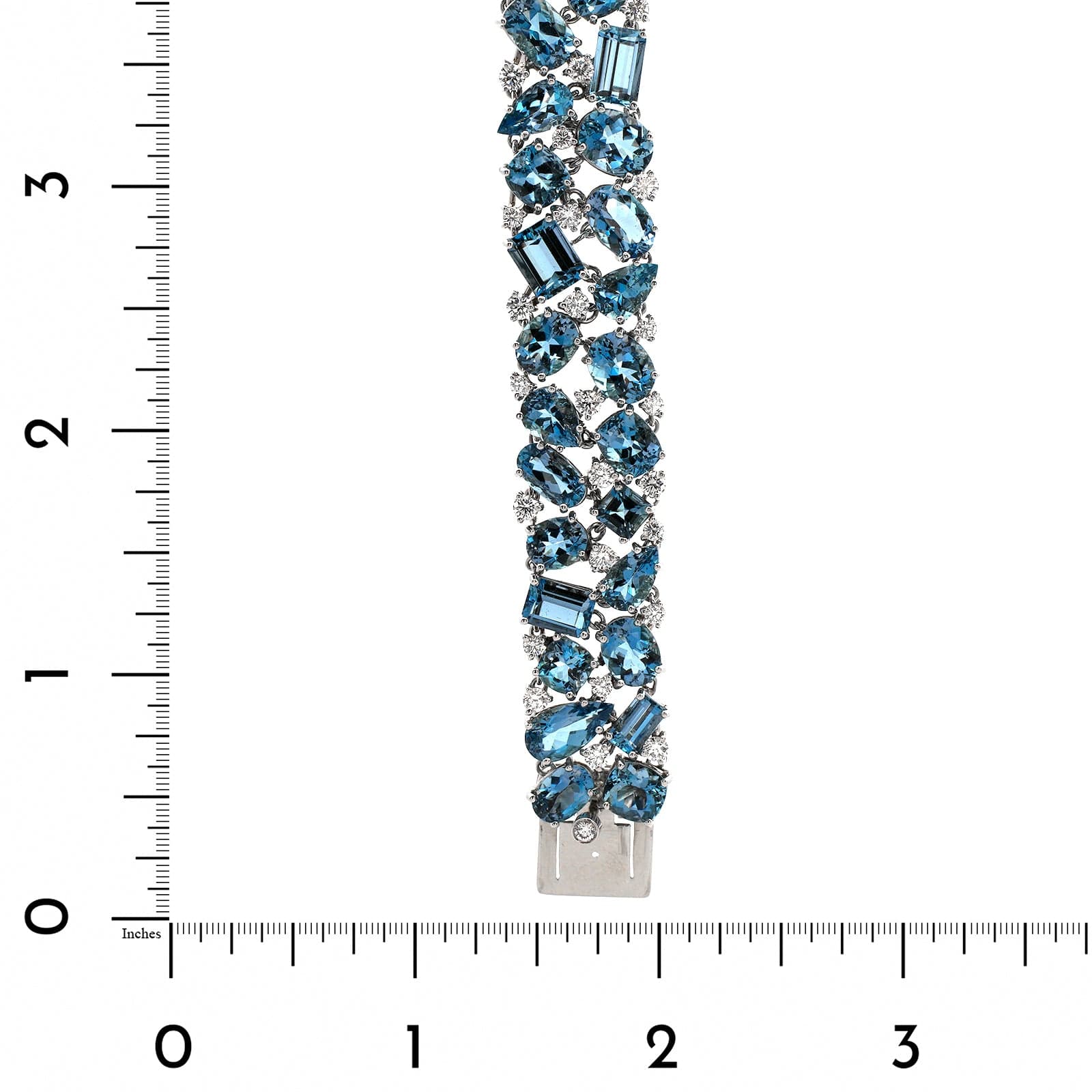 Oscar Heyman Platinum Multi Shaped Aquamarine and Diamond Bracelet - Image 3