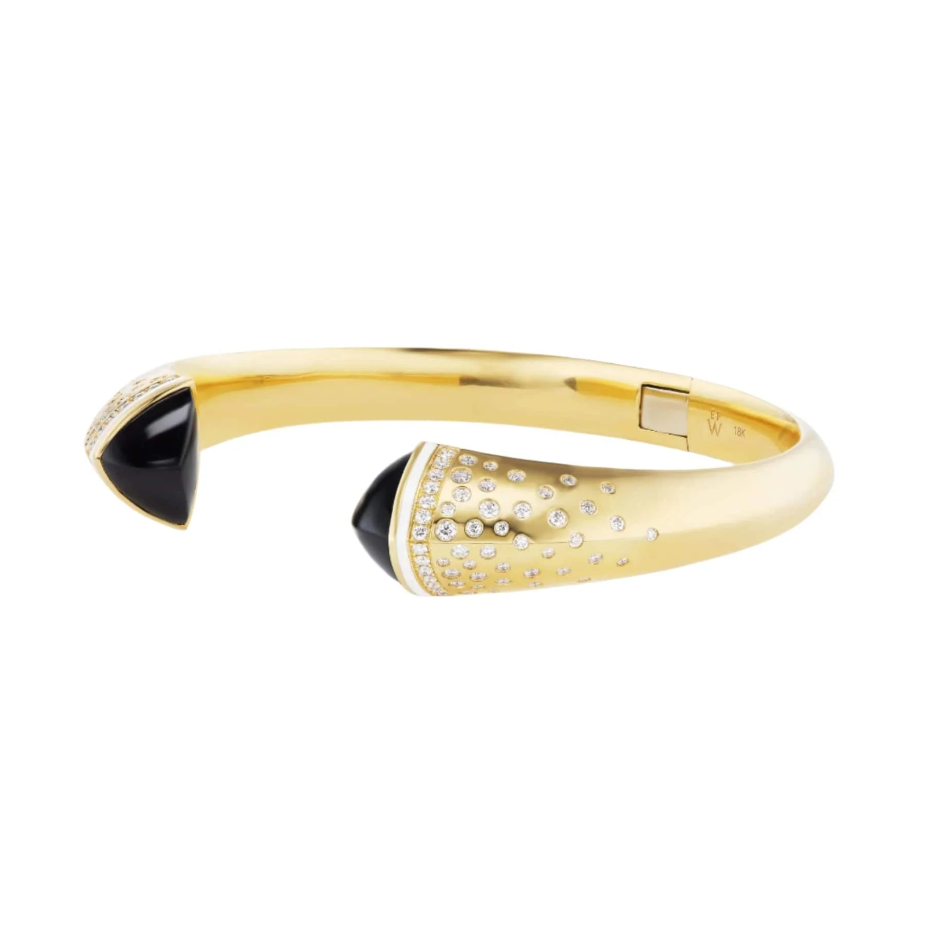 Emily P. Wheeler 18K Yellow Gold Black Onyx and Scattered Diamond Cuff Bracelet - Image 2