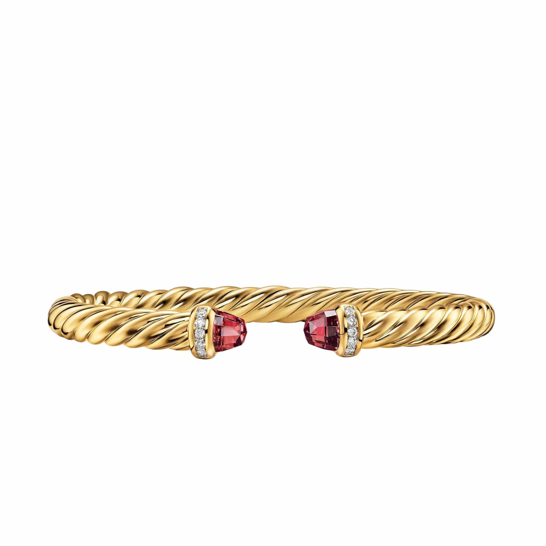 Cablespira® Flex Bracelet 18K Yellow Gold with Rhodolite Garnet and Diamonds, 6mm