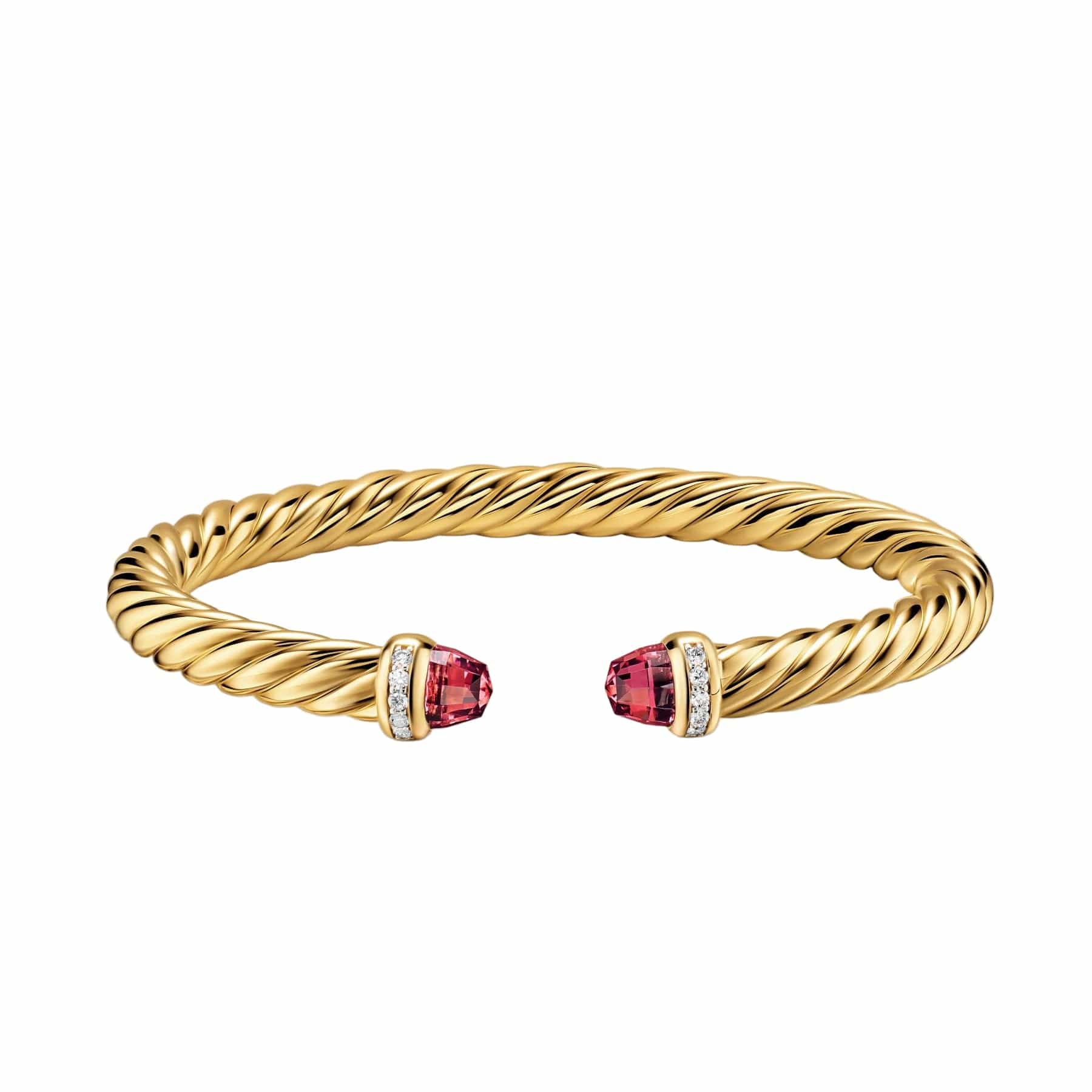 Cablespira® Flex Bracelet 18K Yellow Gold with Rhodolite Garnet and Diamonds, 6mm - Image 4