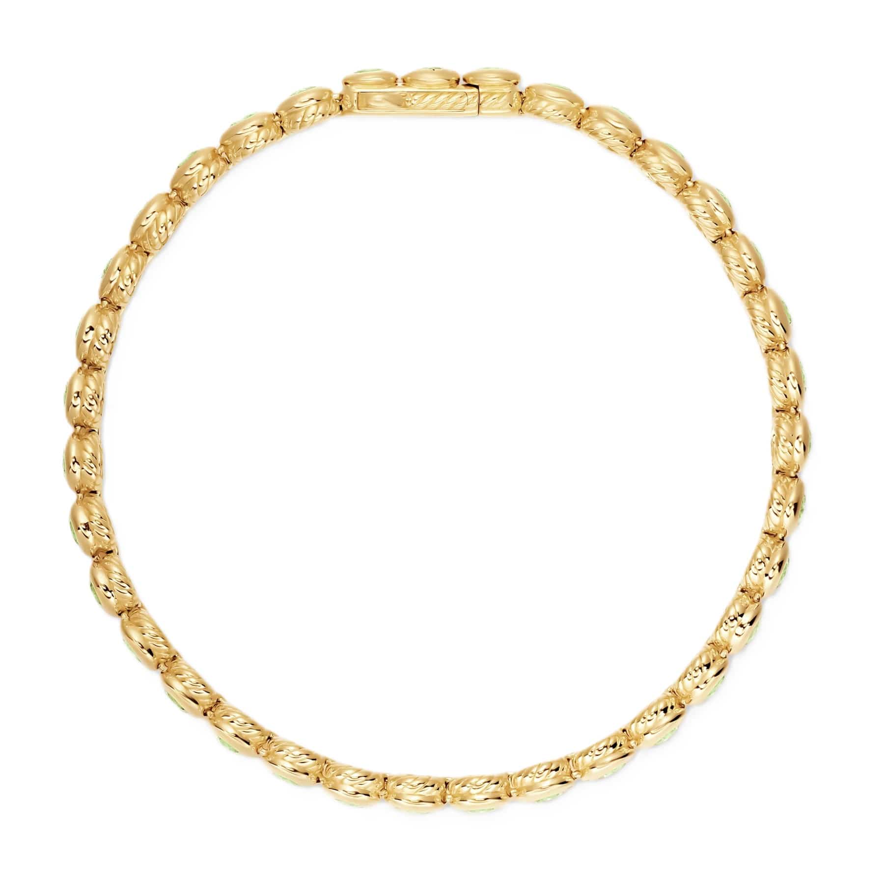 Bezel Set Tennis Bracelet 18K Yellow Gold with Peridot, 4.7mm - Image 2