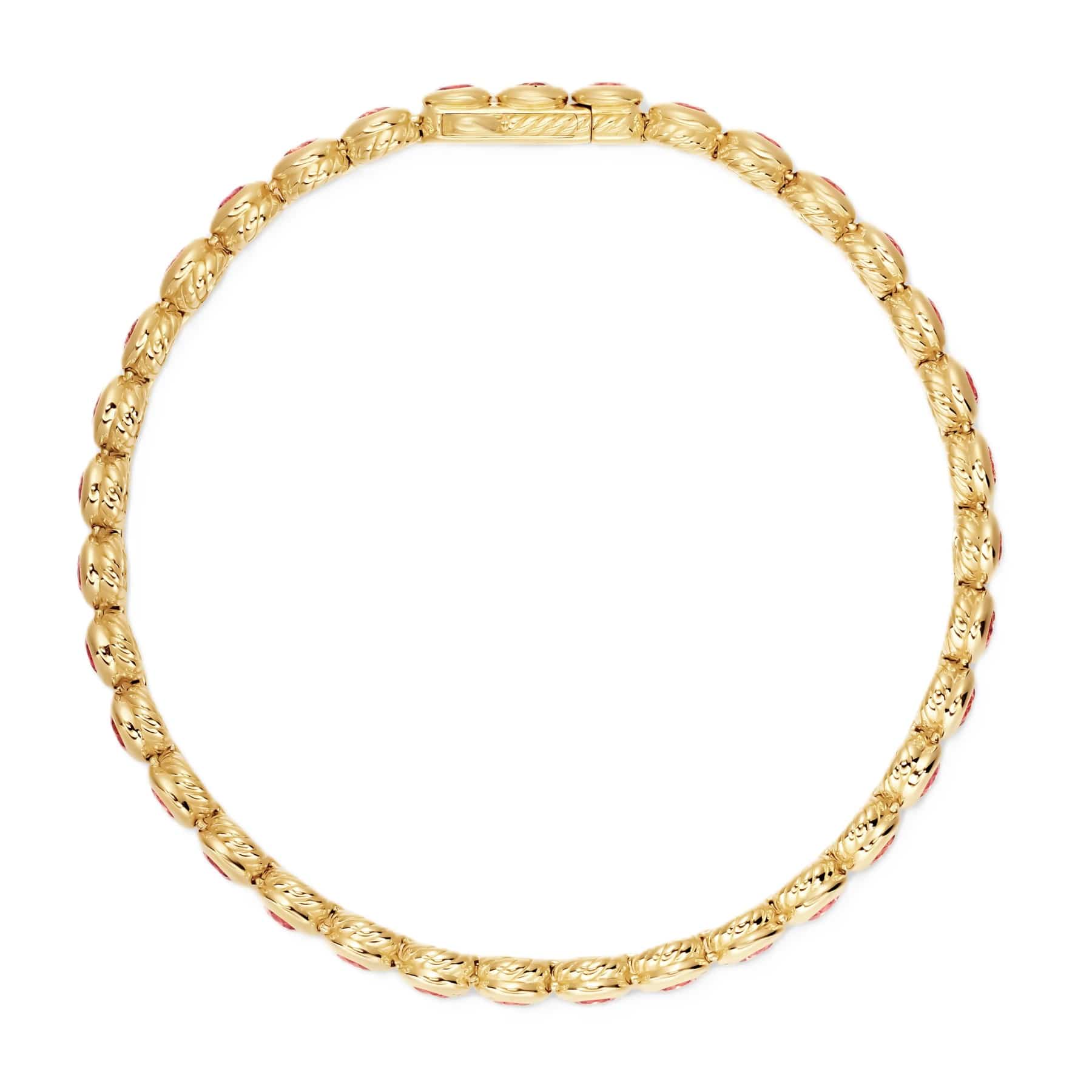 Bezel Set Tennis Bracelet 18K Yellow Gold with Pink Tourmalines, 4.7mm - Image 2
