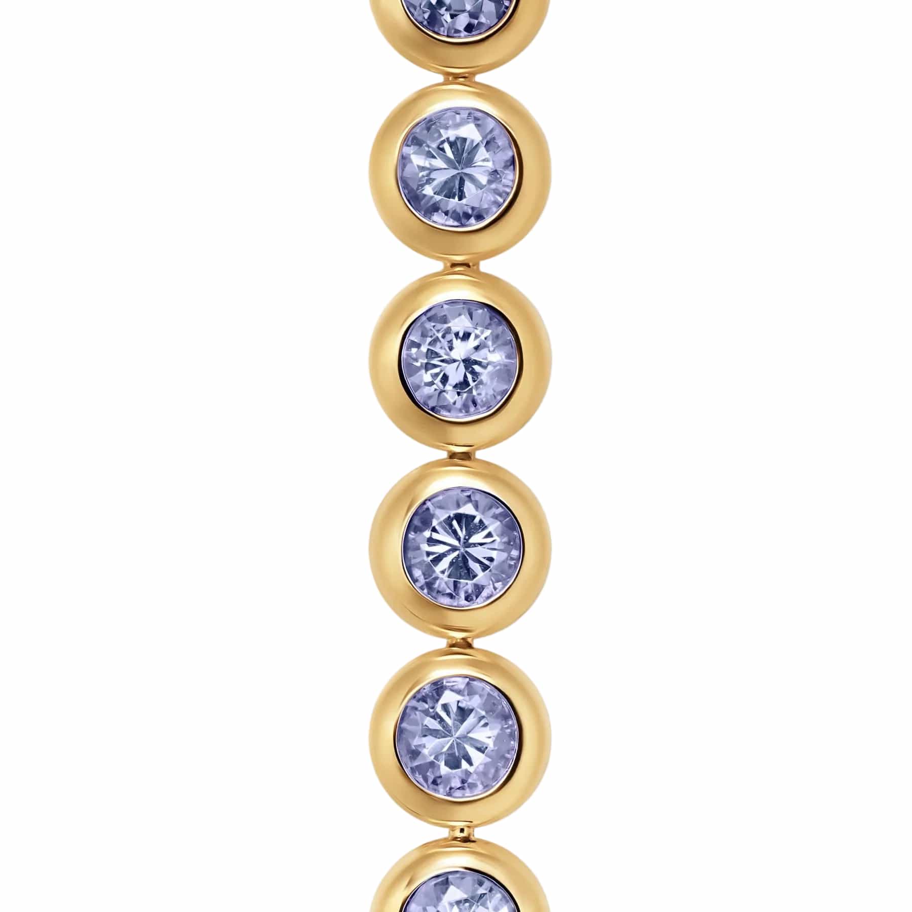 Bezel Set Tennis Bracelet 18K Yellow Gold with Tanzanite, 4.7mm - Image 3