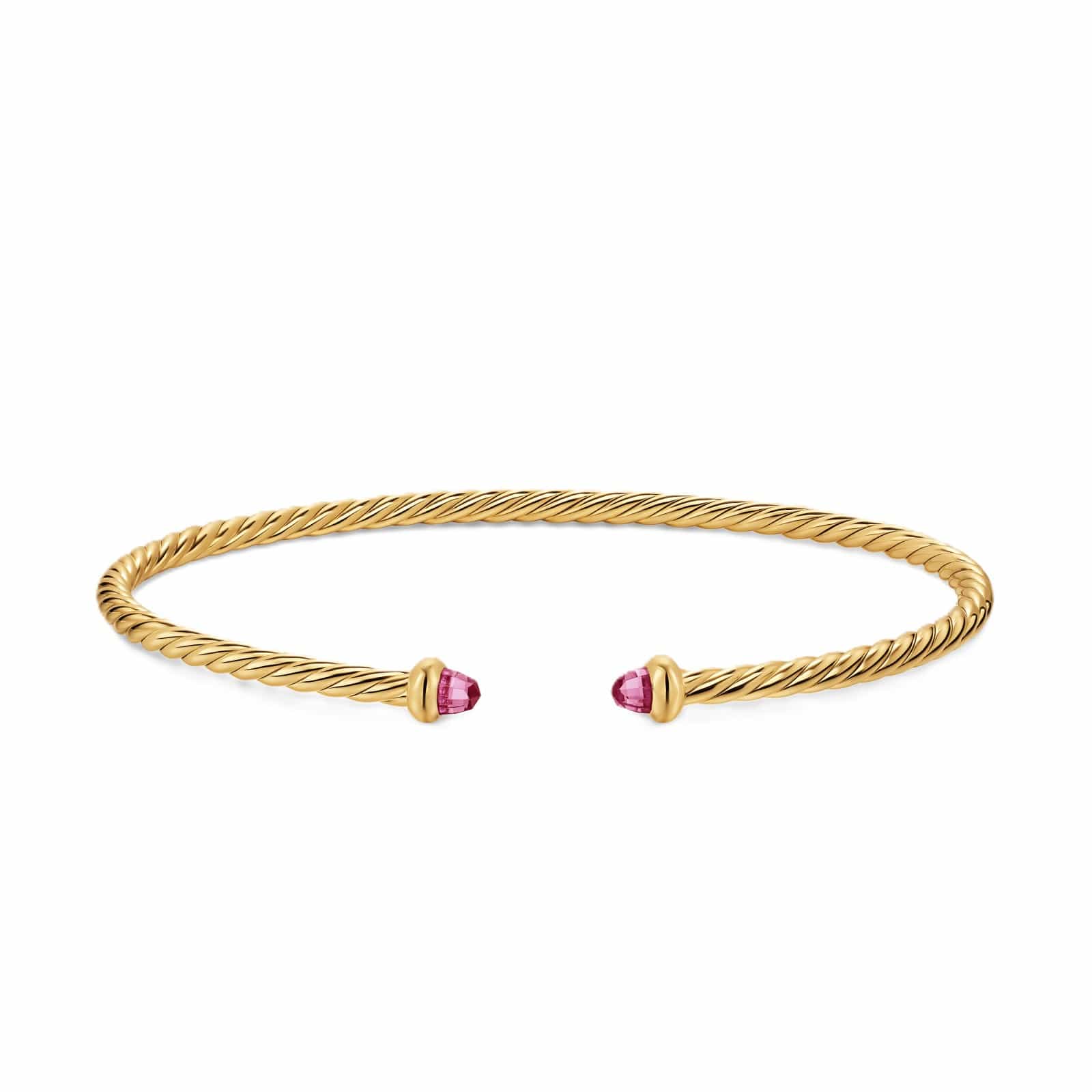 Micro Cablespira® Flex Bracelet 18K Yellow Gold with Pink Tourmalines, 2.6mm