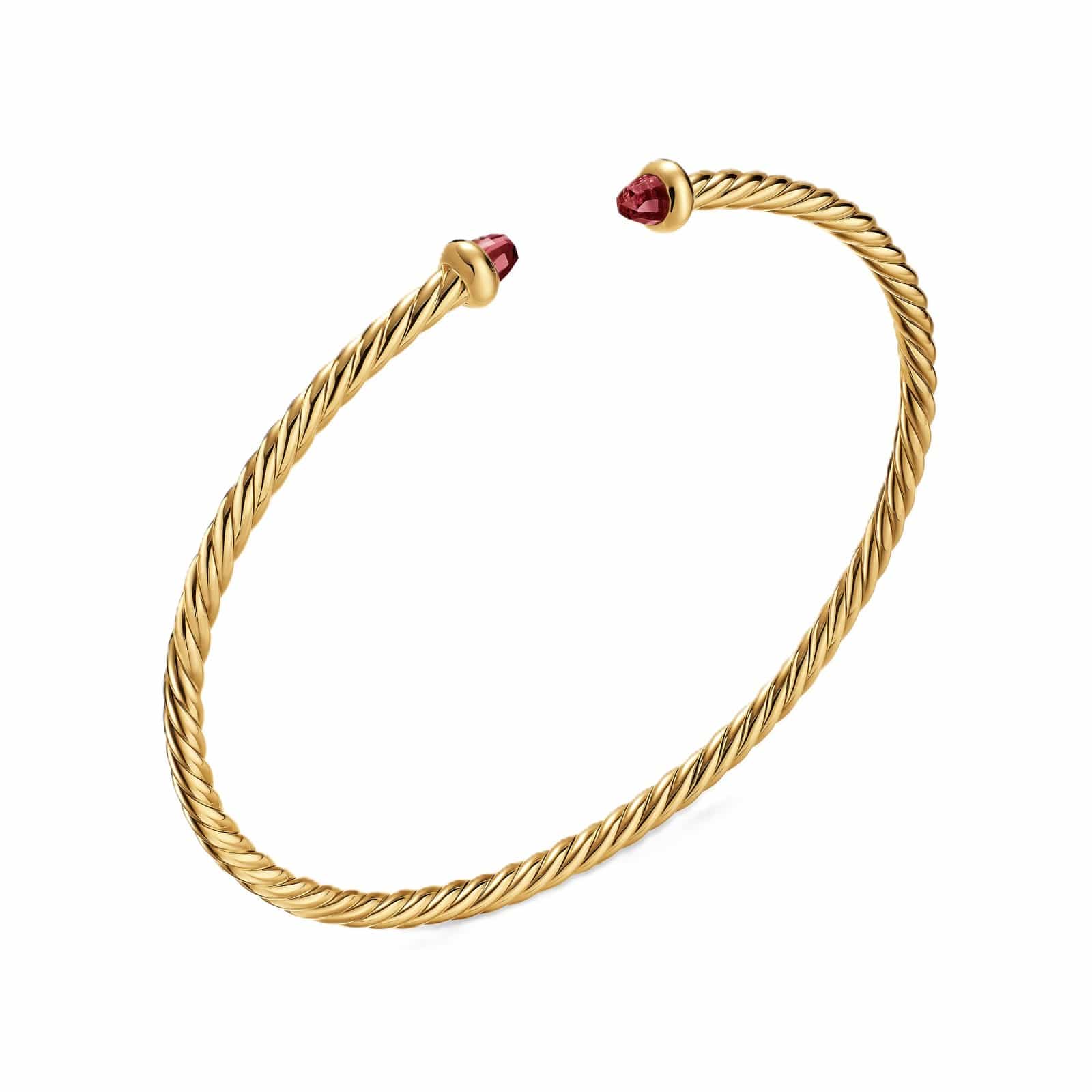 Micro Cablespira® Flex Bracelet 18K Yellow Gold with Rhodolite Garnets, 2.6mm - Image 3