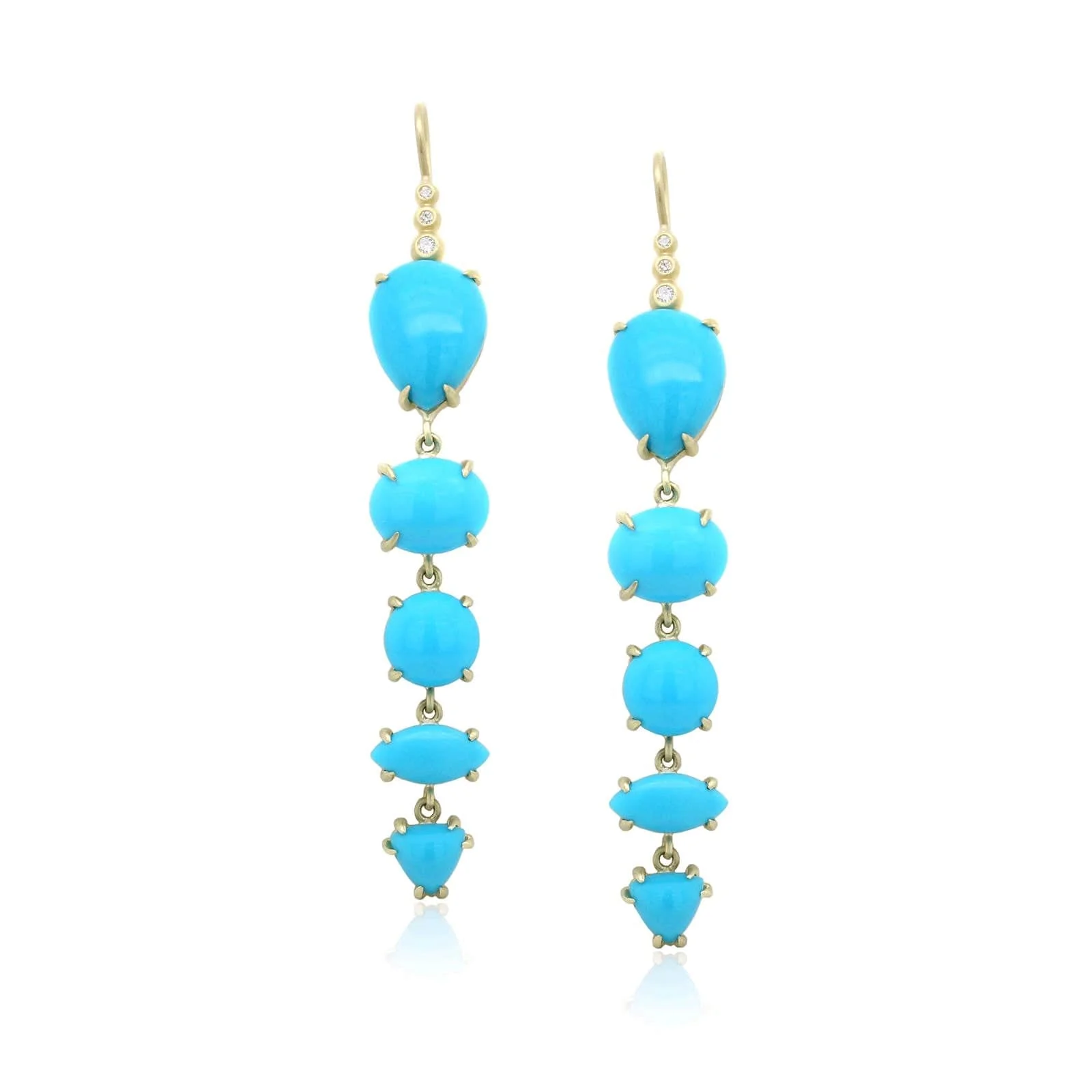 Suzy Landa 18K Yellow Gold Turquoise Drop Earrings
