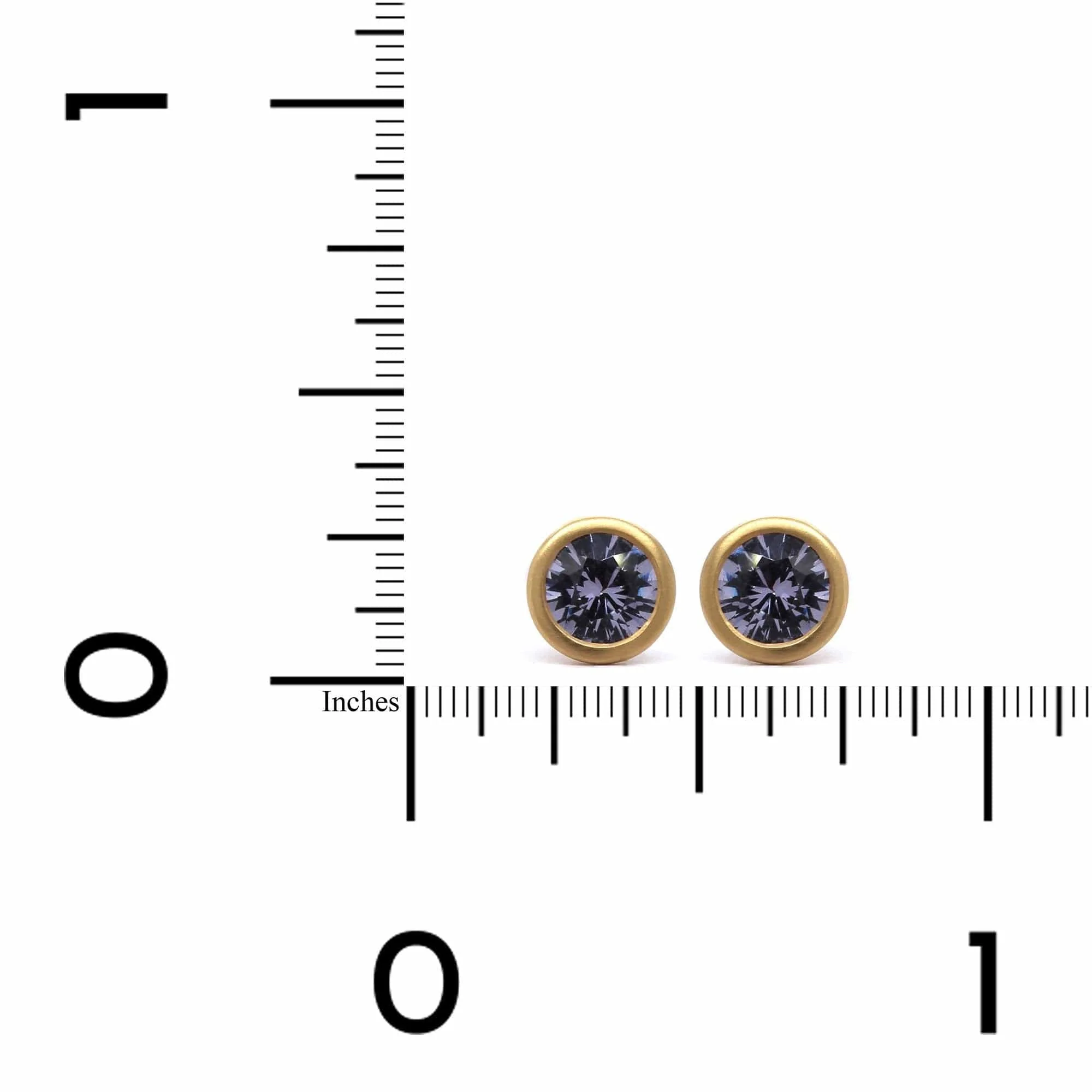 18K Yellow Gold Lavender Spinel Stud Earrings - Image 3
