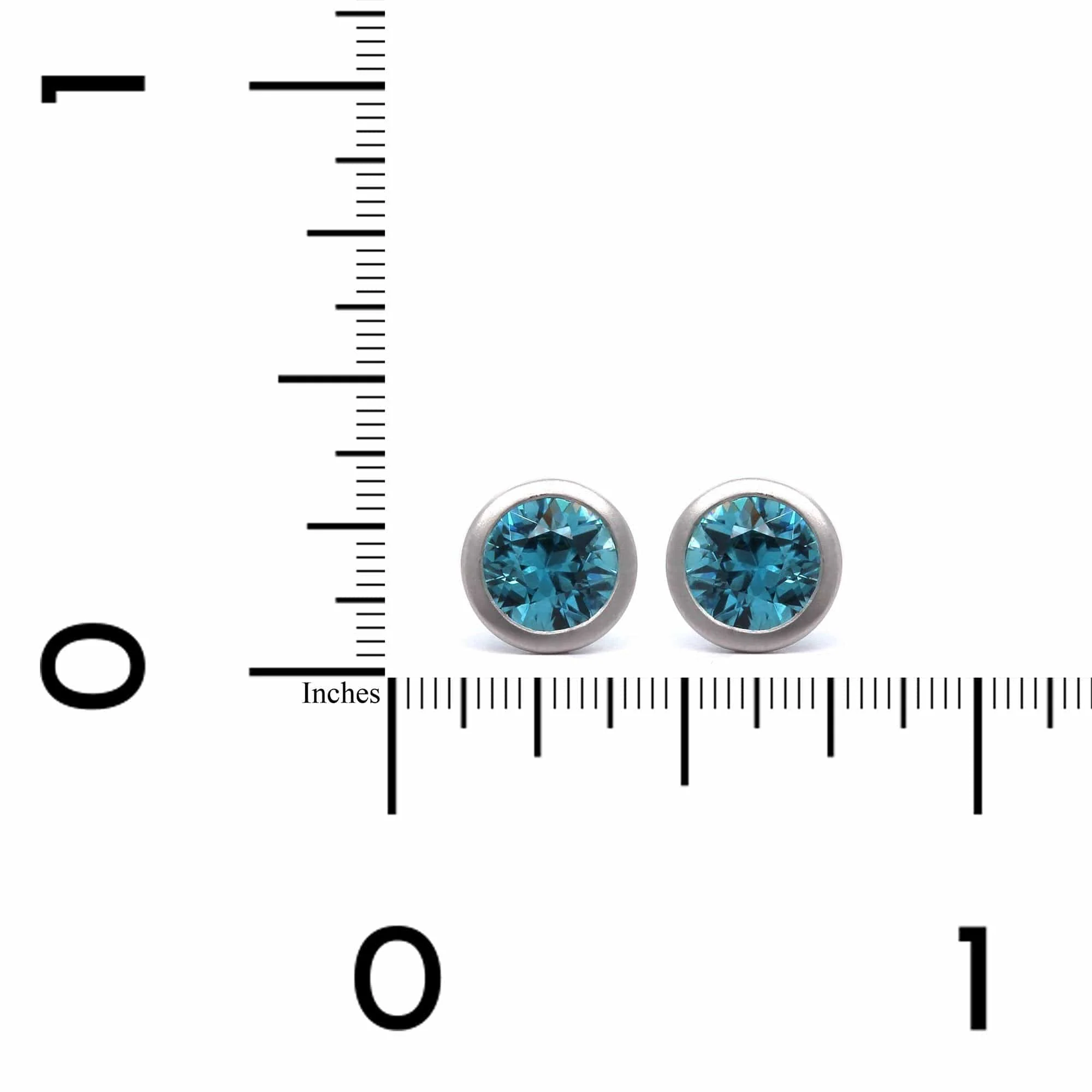 18K White Gold Blue Zircon Stud Earrings - Image 2