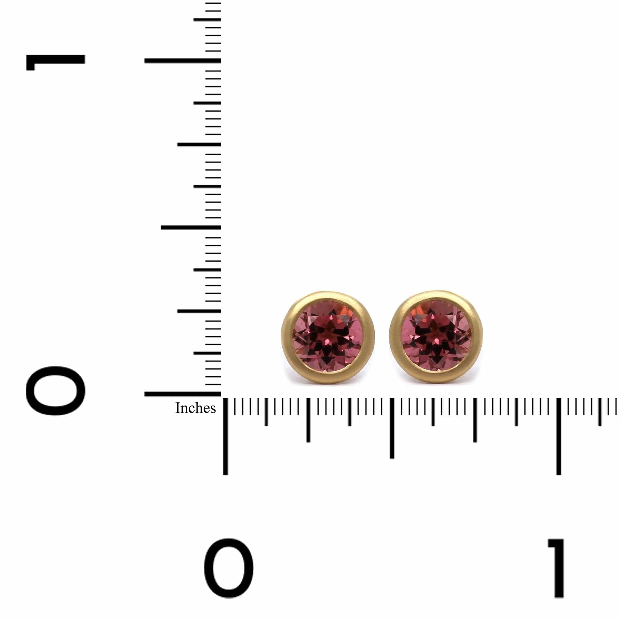 18K Yellow Gold Pink Tourmaline Stud Earrings - Image 2