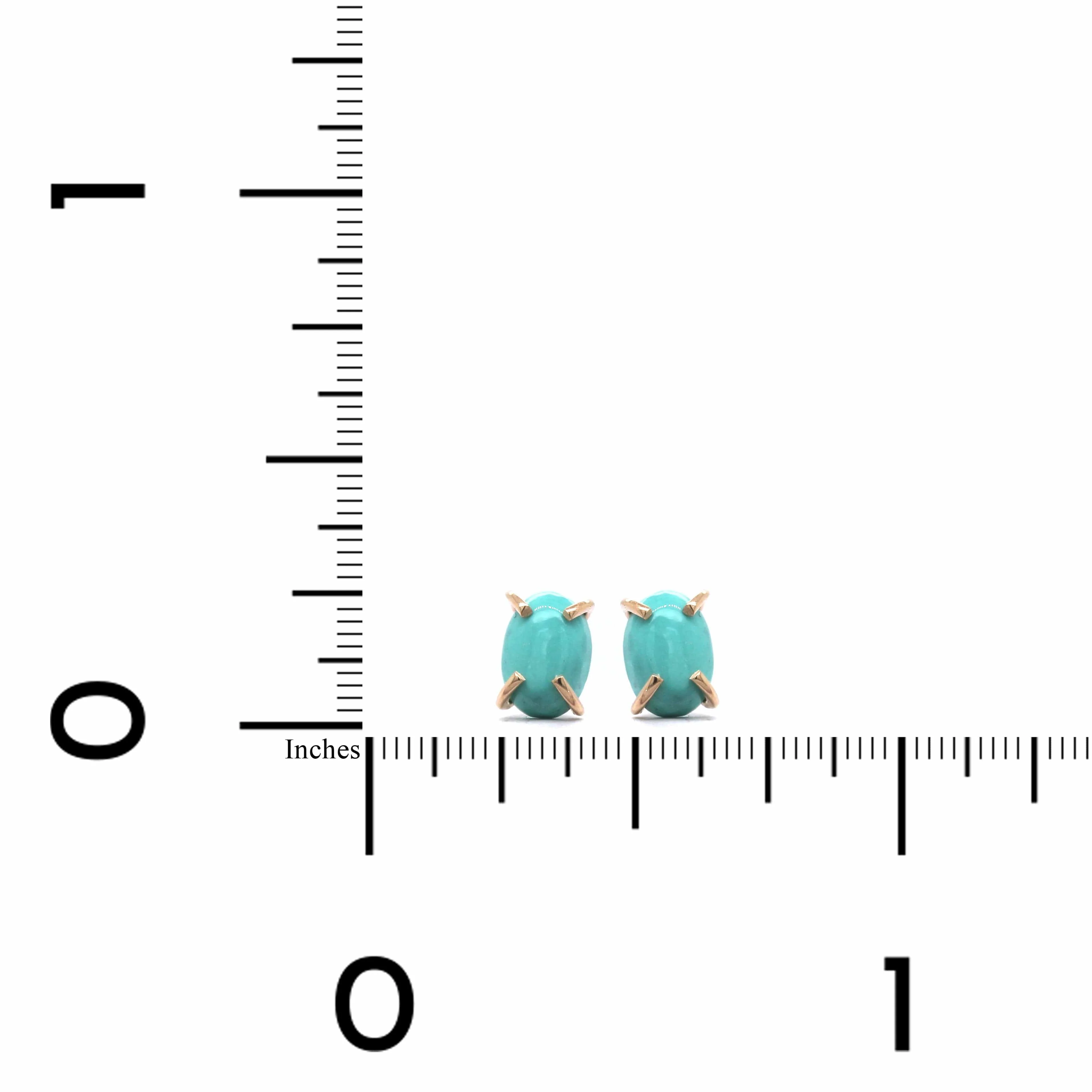14K Yellow Gold Turquoise Stud Earrings - Image 3