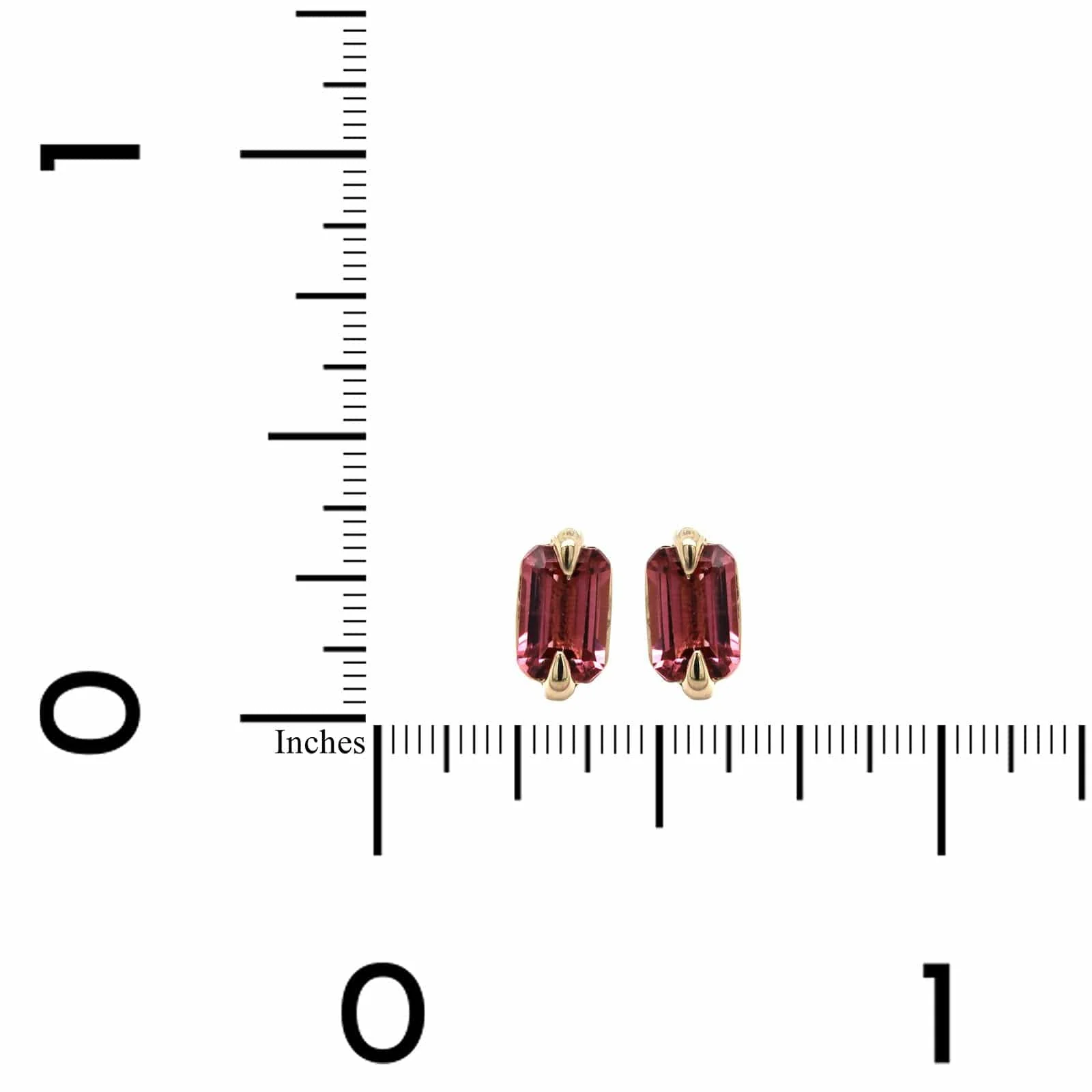 14K Yellow Gold Pink Tourmaline Stud Earrings - Image 3