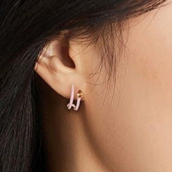 Personalized Jenna Enamel Huggie Earrings - Image 2
