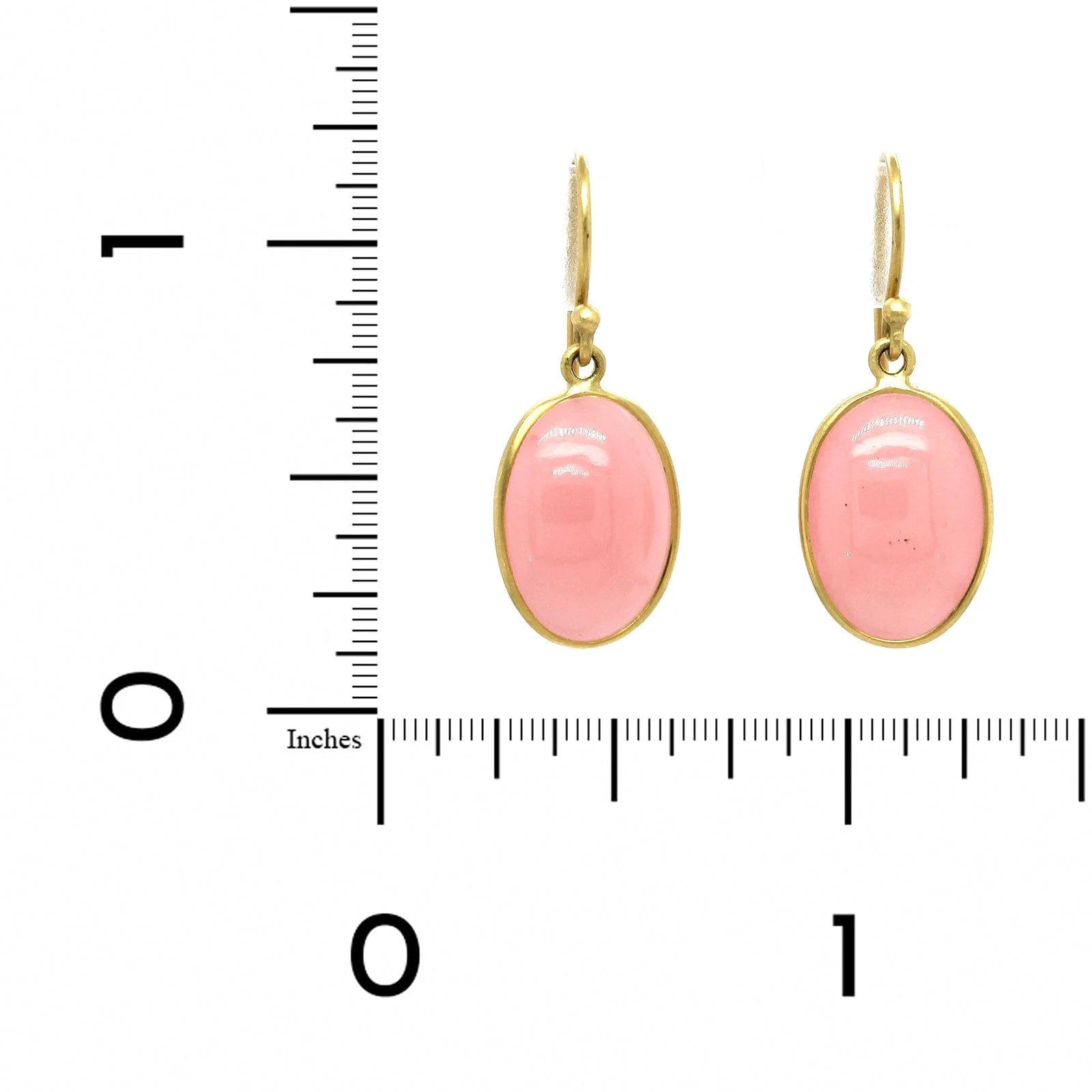 18K Yellow Gold Oval Guava Quartz Drop Earrings - Image 2