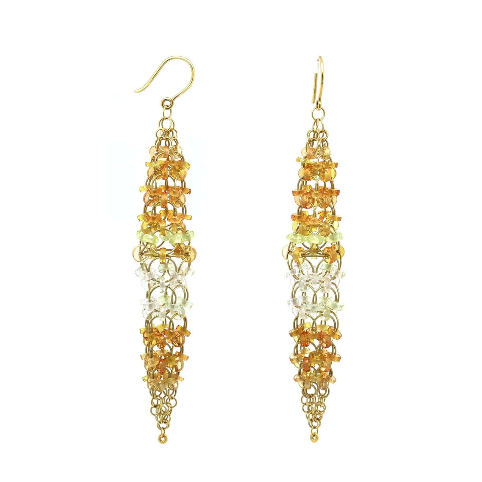 Mallary Marks 22K and 18K Yellow Gold Sapphire and Chrysoberyl Drop Earrings - Image 3