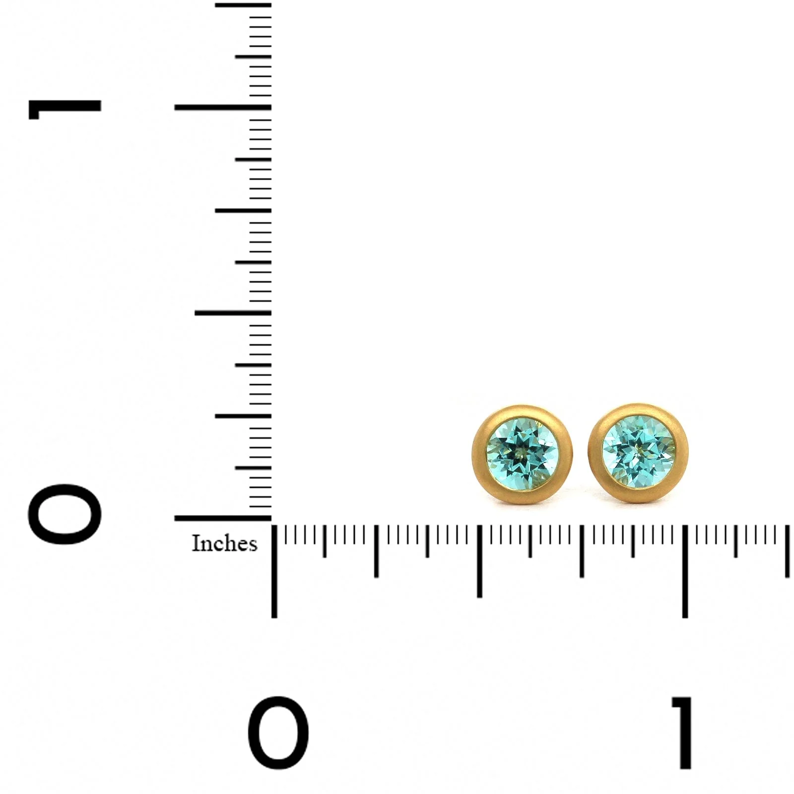 18K Yellow Gold Tourmaline Bezel Set Stud Earrings - Image 2