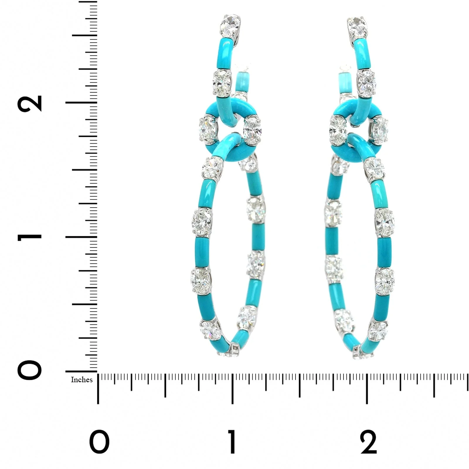 Etho Maria 18K White Gold Diamond and Turquoise Drop Earrings - Image 3