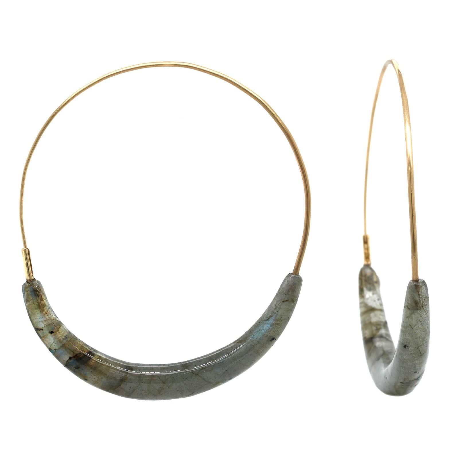 18K Yellow Gold Labradorite "The Met" Hoop Earrings