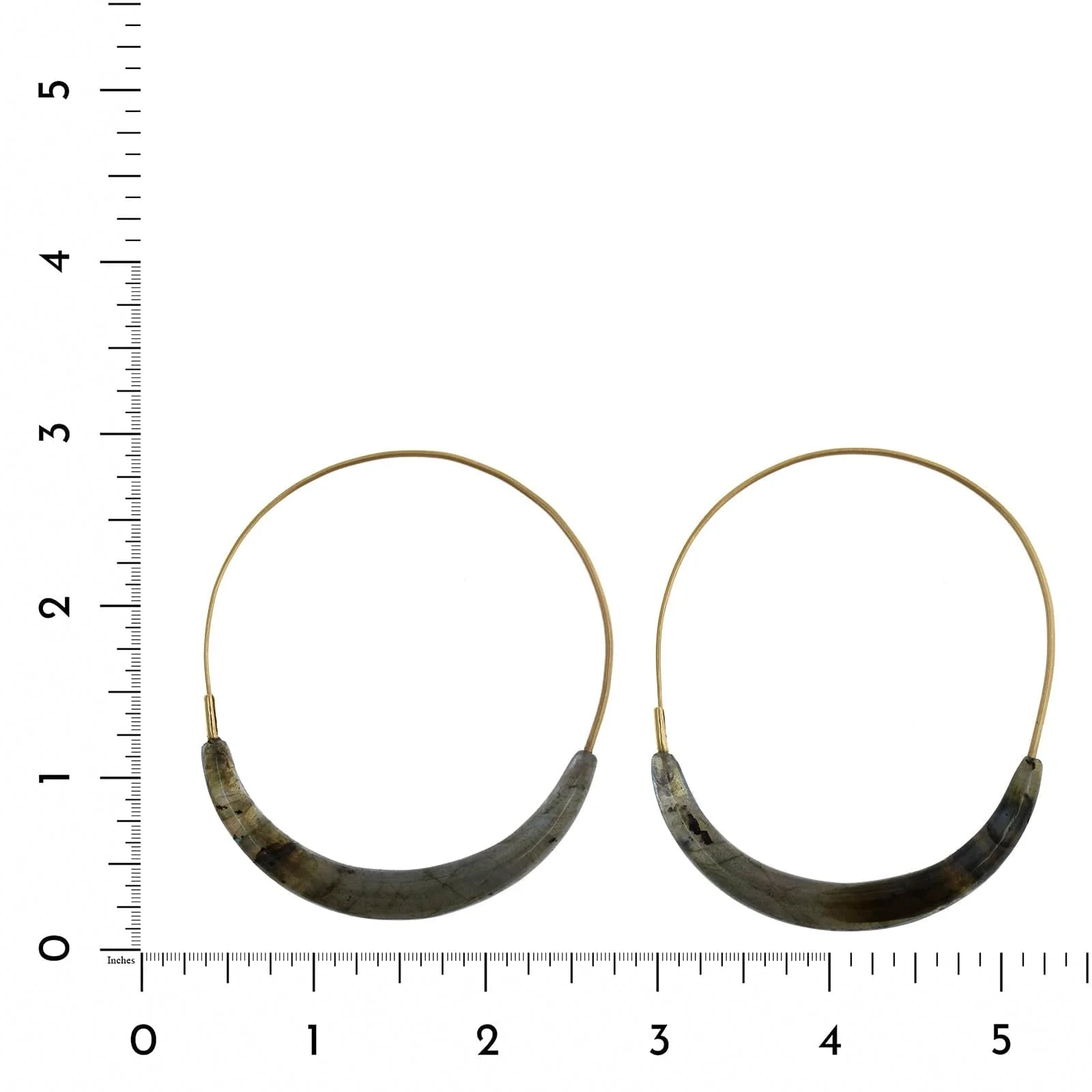 18K Yellow Gold Labradorite "The Met" Hoop Earrings - Image 2