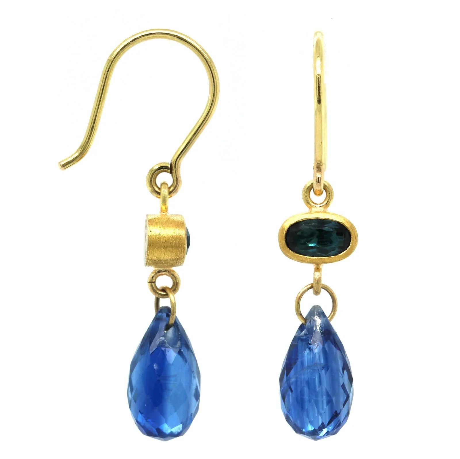 Mallary Marks 22K Yellow Gold Indicolite and Kyanite Drop Earrings - Image 3