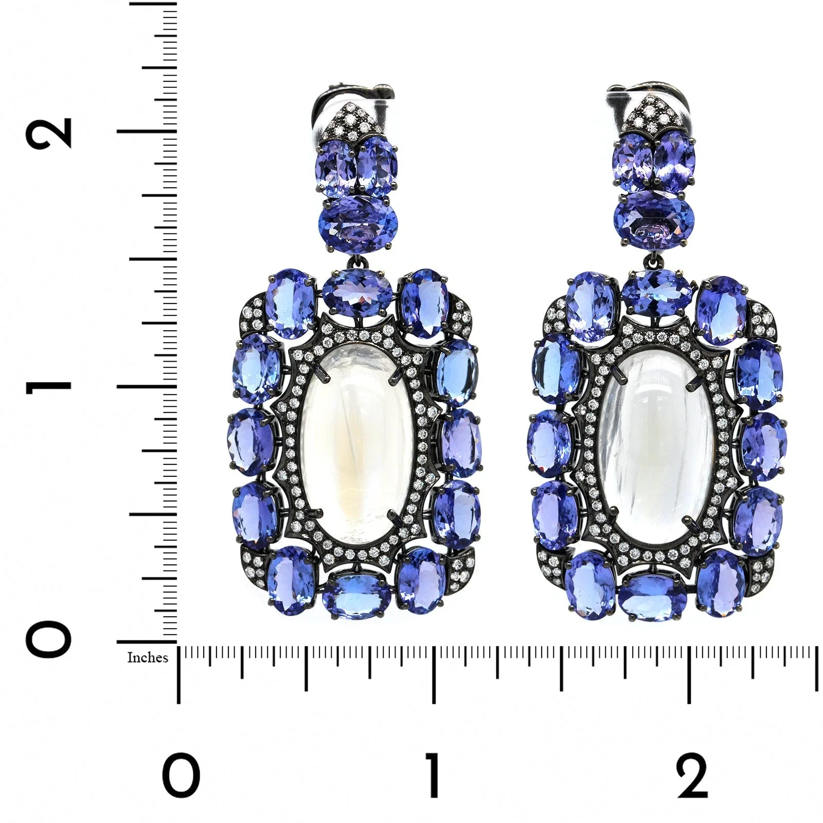 Etho Maria 18K Blackened Yellow Gold Moonstone and Tanzanite Drop Earrings - Image 2