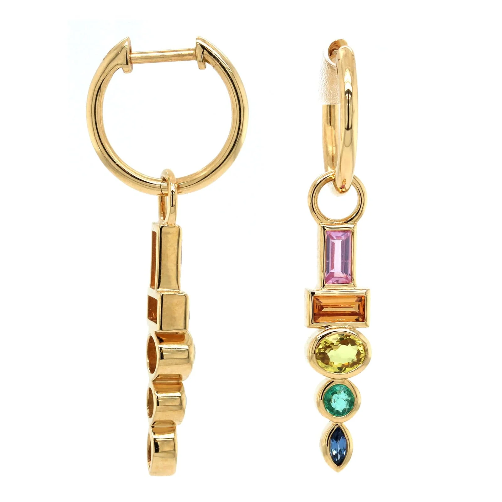 Sorellina 18K Yellow Gold Monroe Totem Bezel Set Huggies