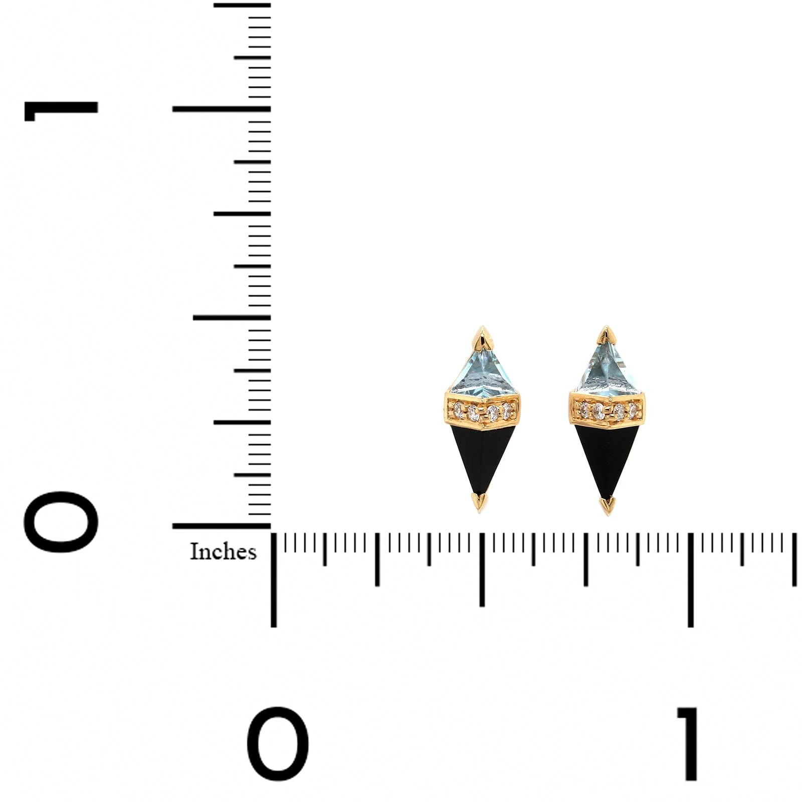Sorellina 18K Yellow Gold Black Onyx Blue Topaz and Diamond Pietra Studs - Image 2