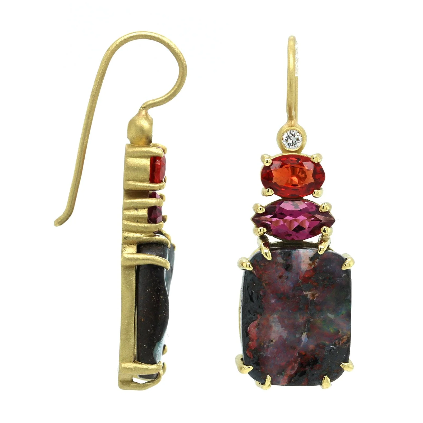 Suzy Landa 18K Yellow Gold Multi Stone Drop Earrings
