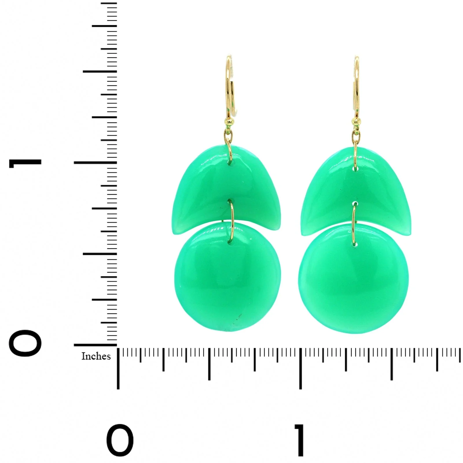 18K Yellow Gold Chrysoprase Tiny Arp Earrings - Image 2
