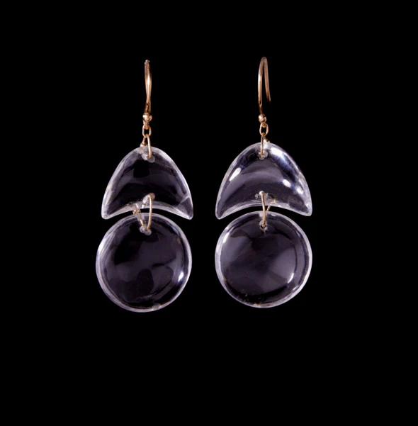 18K Yellow Gold Crystal Tiny Arp Earrings - Image 2