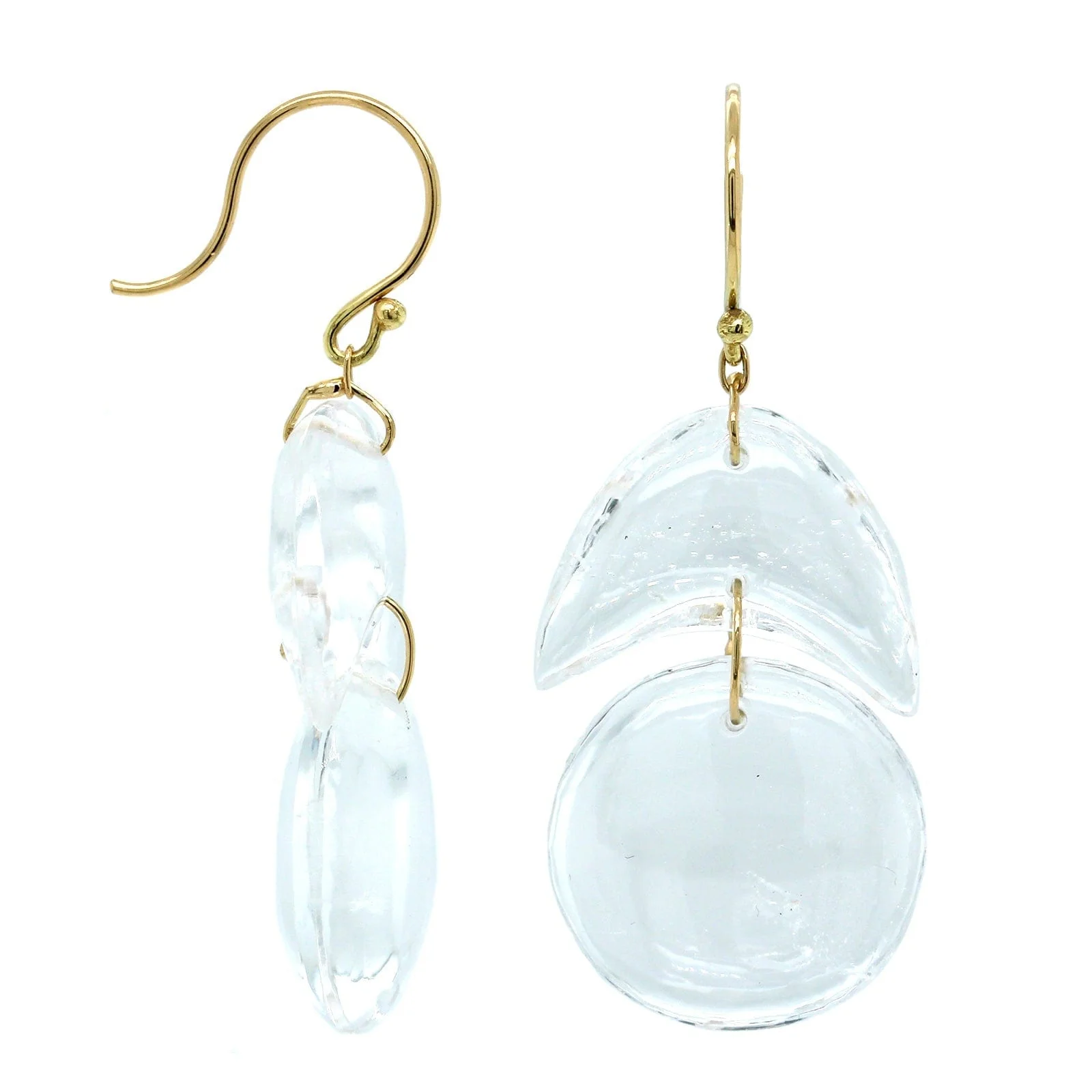 18K Yellow Gold Crystal Tiny Arp Earrings - Image 4