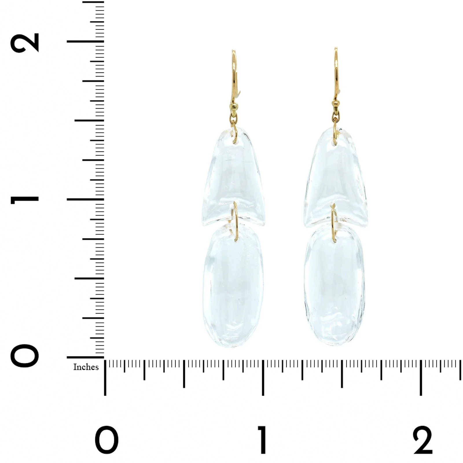 18K Yellow Gold Crystal ArrowHead Drop Earrings - Image 2