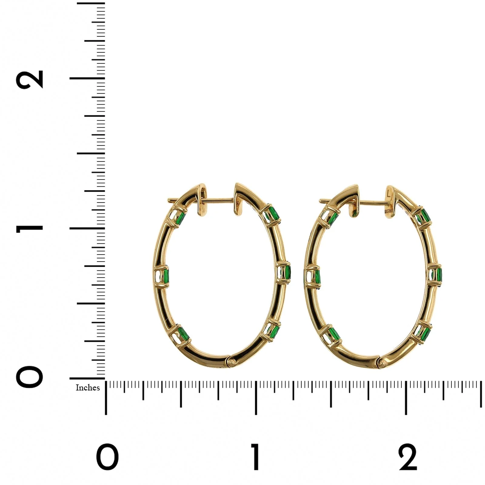 Etho Maria 18K Yellow Gold Oval Tsavorite Hoop Earrings - Image 2