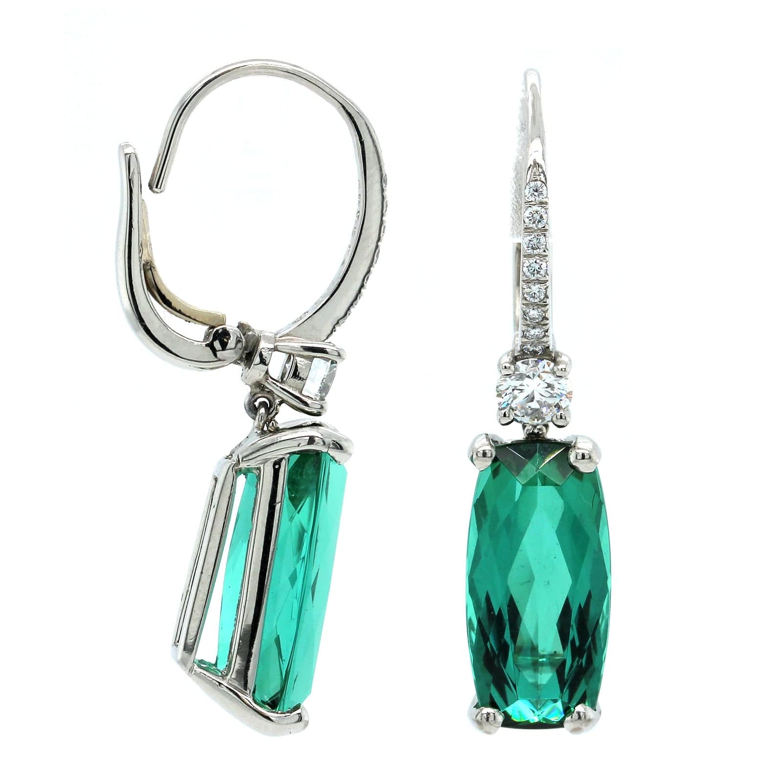 Oscar Heyman Platinum Green Tourmaline Drop Earrings - Image 3