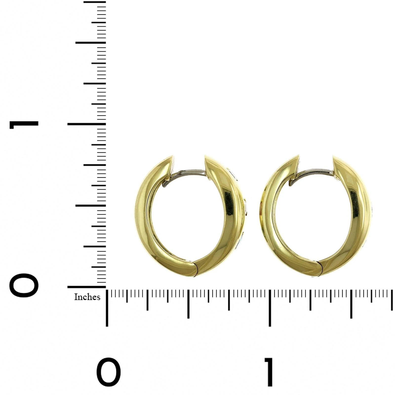 18K Yellow Gold Tourmaline Huggie Earrings - Image 2