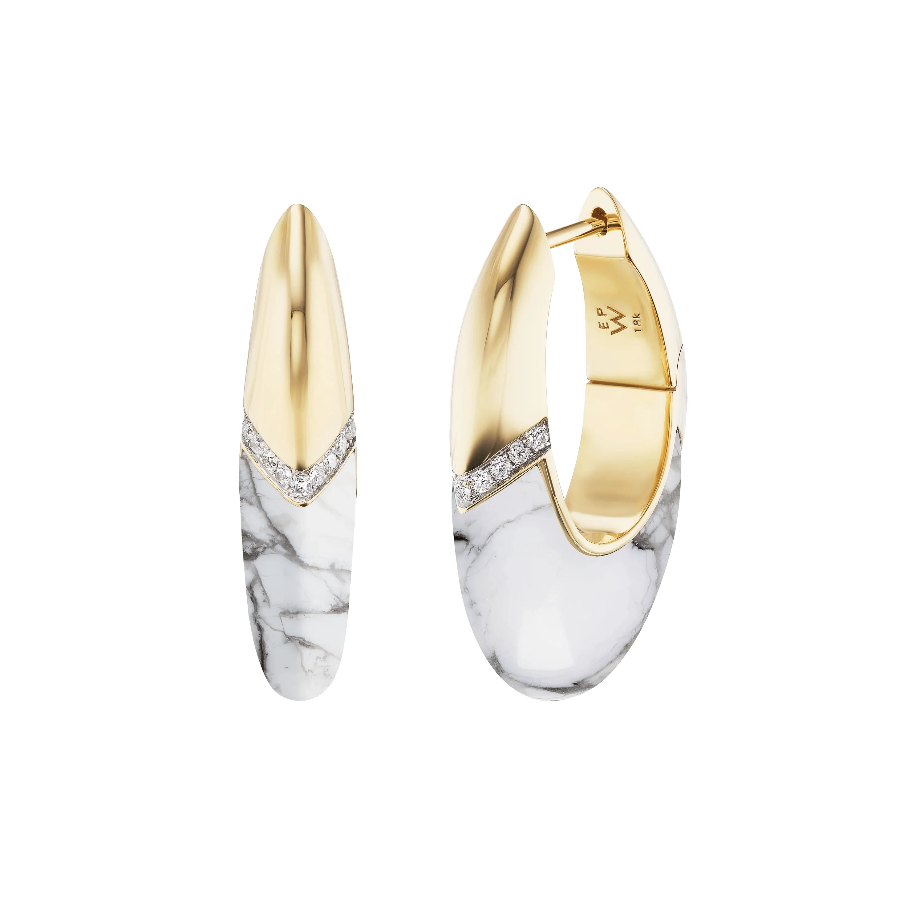 Emily P. Wheeler 18K Yellow Gold Howlite Hoop Earrings