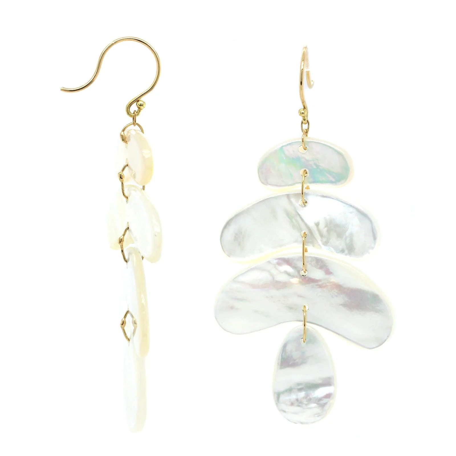 18K Yellow Gold Mother of Pearl Small Totem Earrings