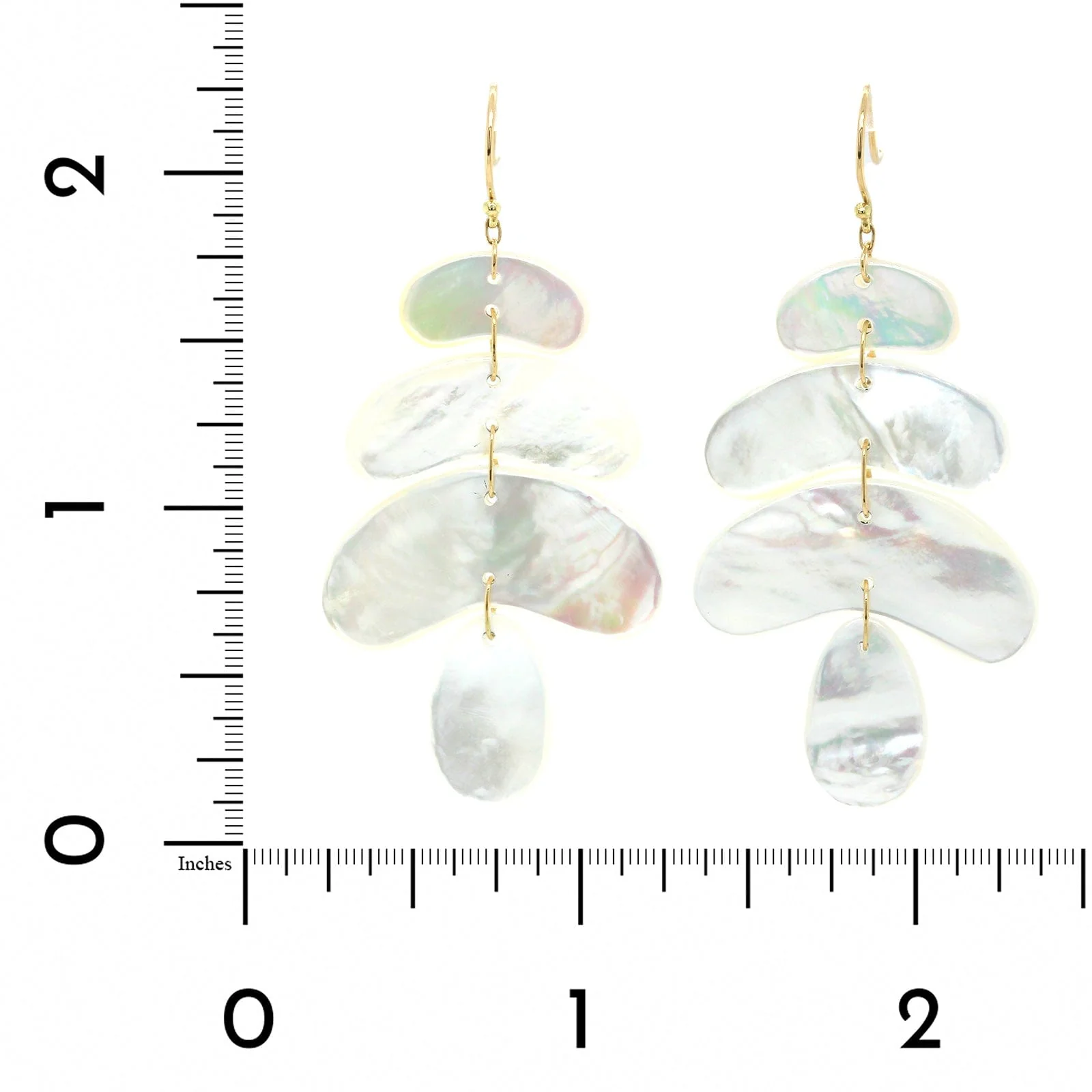 18K Yellow Gold Mother of Pearl Small Totem Earrings - Image 2