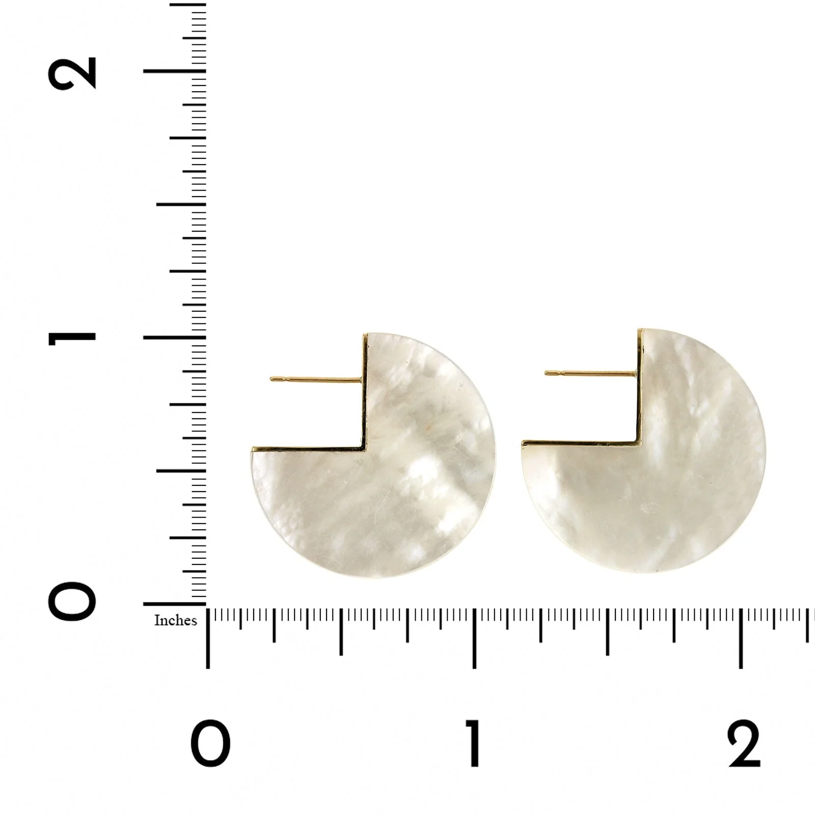 18K Yellow Gold Mother of Pearl Shell Sliced Earrings - Image 2