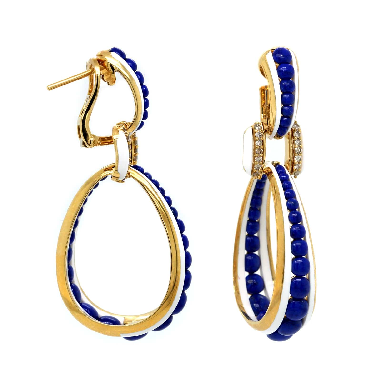 Etho Maria 18K Yellow Gold Lapis and Ceramic Drop Earrings - Image 3