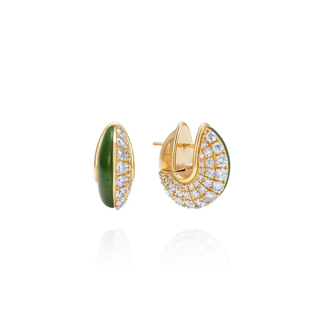 Fernando Jorge 18K Yellow Gold Diamond and Nephrite Jade Fluid Huggie Earrings